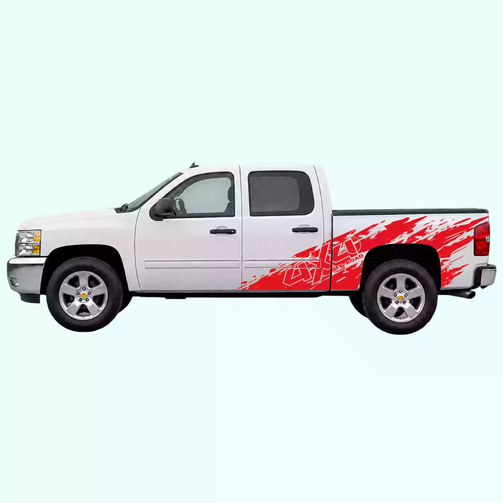 2007-2013 Chevrolet Silverado 4x4 Mud Splash Side Decals Vinyl Graphics Kit Red