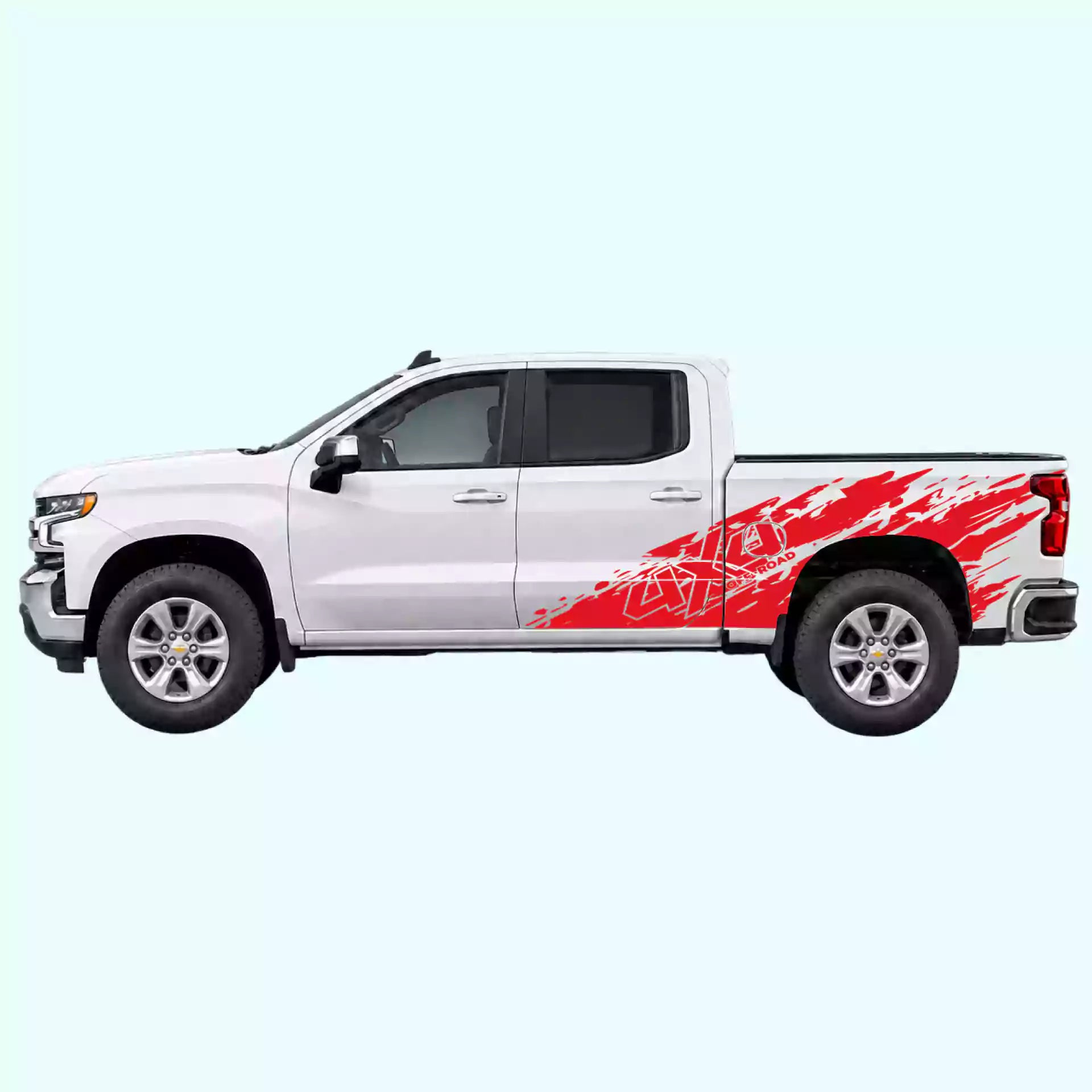 2019-present Chevrolet Silverado 4x4 Mud Splash Side Decals Vinyl Graphics Kit Red