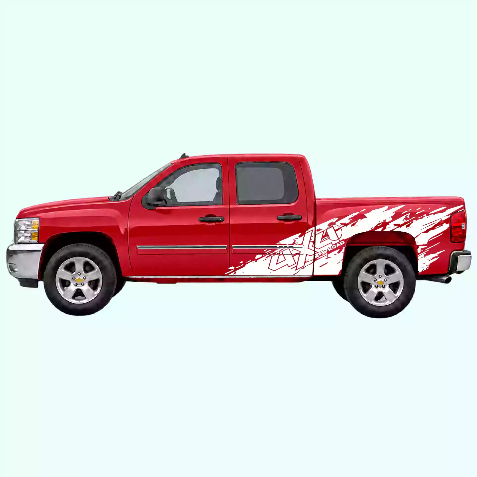 2007-2013 Chevrolet Silverado 4x4 Mud Splash Side Decals Vinyl Graphics Kit White
