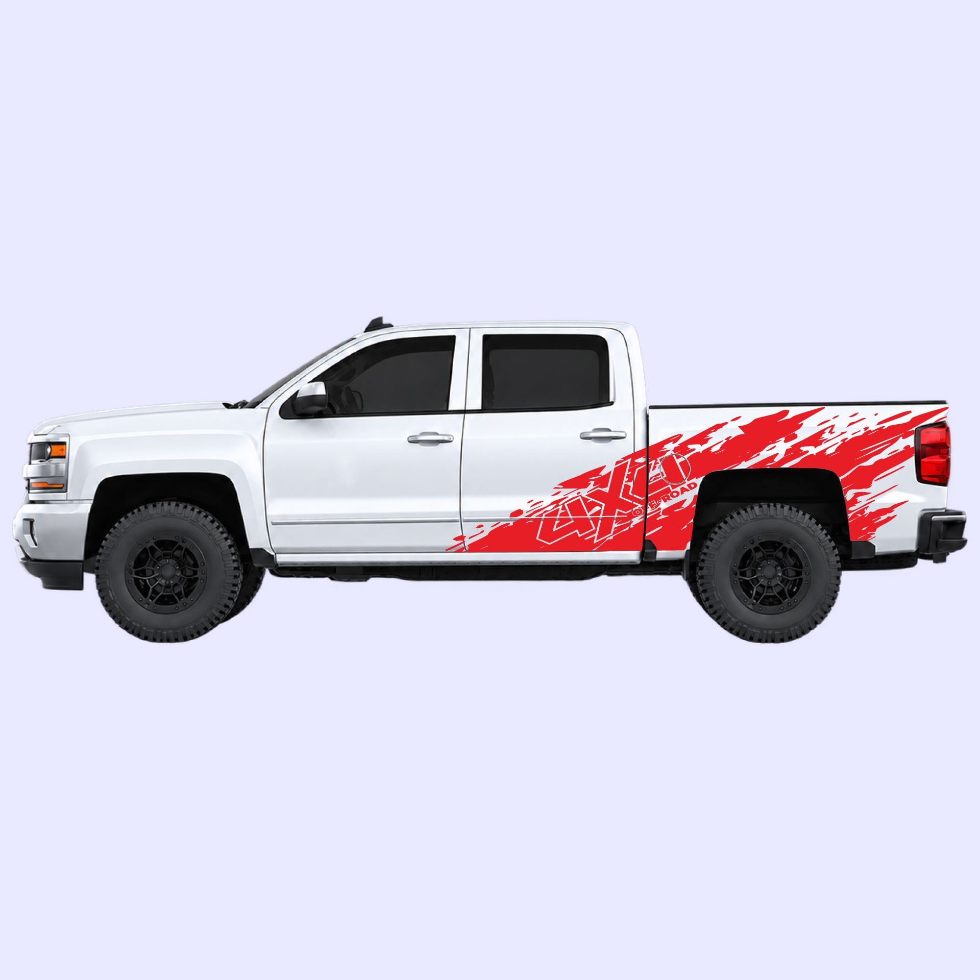 2014-2019 Chevrolet Silverado 4x4 Mud Splash Side Decals Vinyl Graphics Kit Red