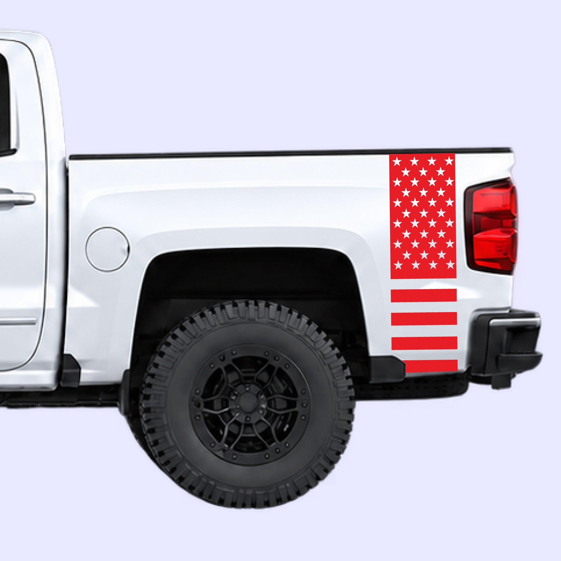2014-2019 Chevrolet Silverado American Flag Bed Side Stripes Vinyl Graphics Kit Red