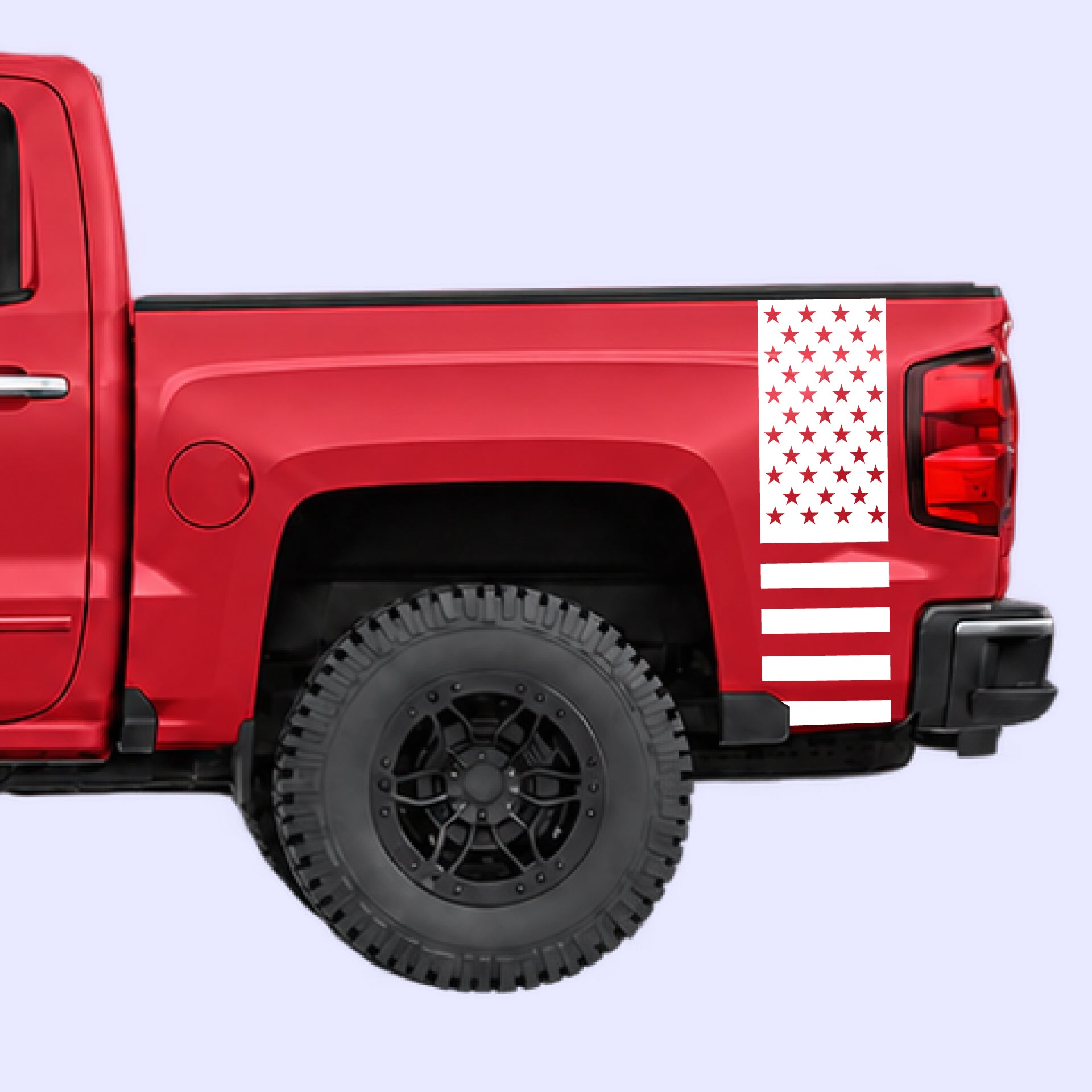 2014-2019 Chevrolet Silverado American Flag Bed Side Stripes Vinyl Graphics Kit White