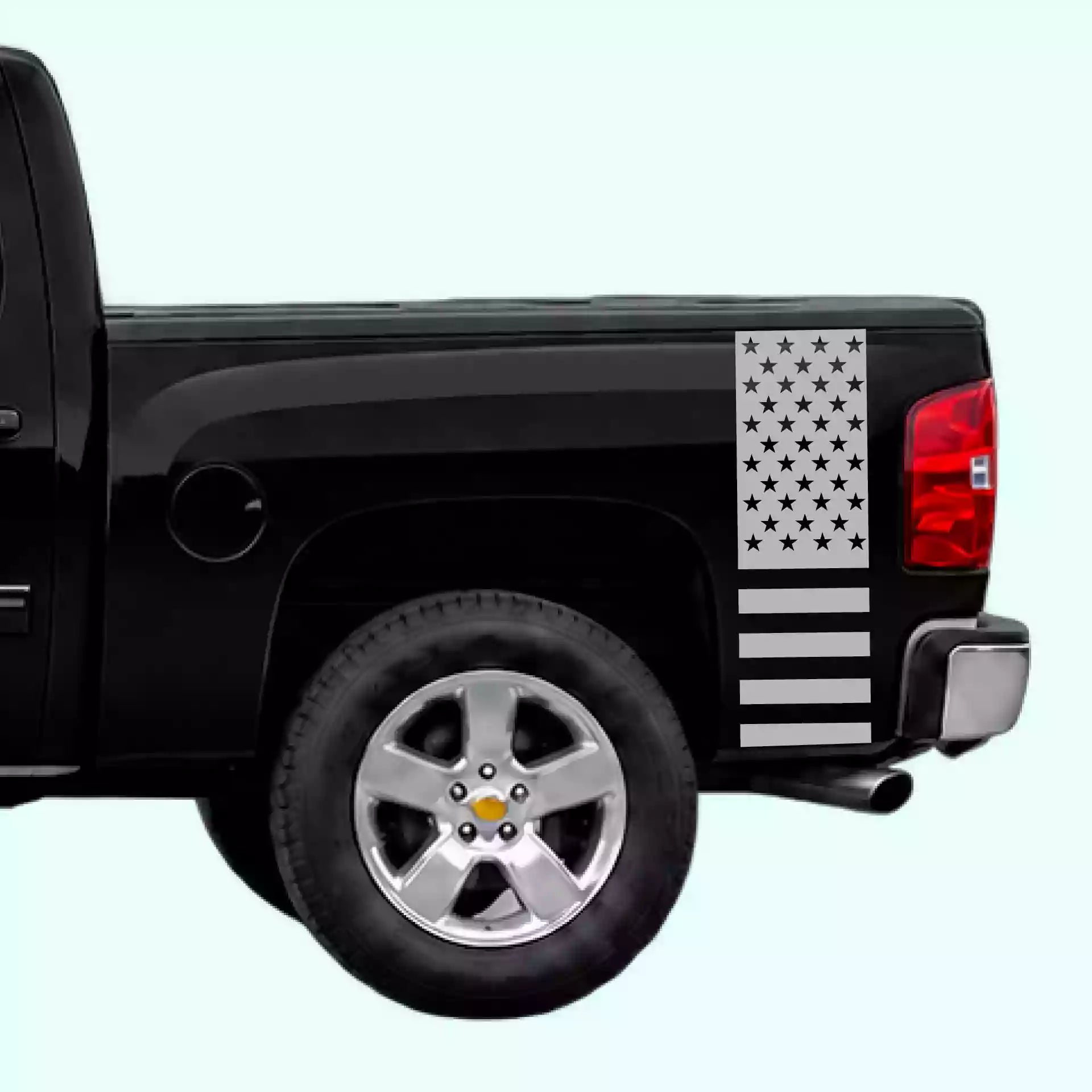 2007-2013 Chevrolet Silverado American Flag Bed Side Stripes Vinyl Graphics Kit Gray