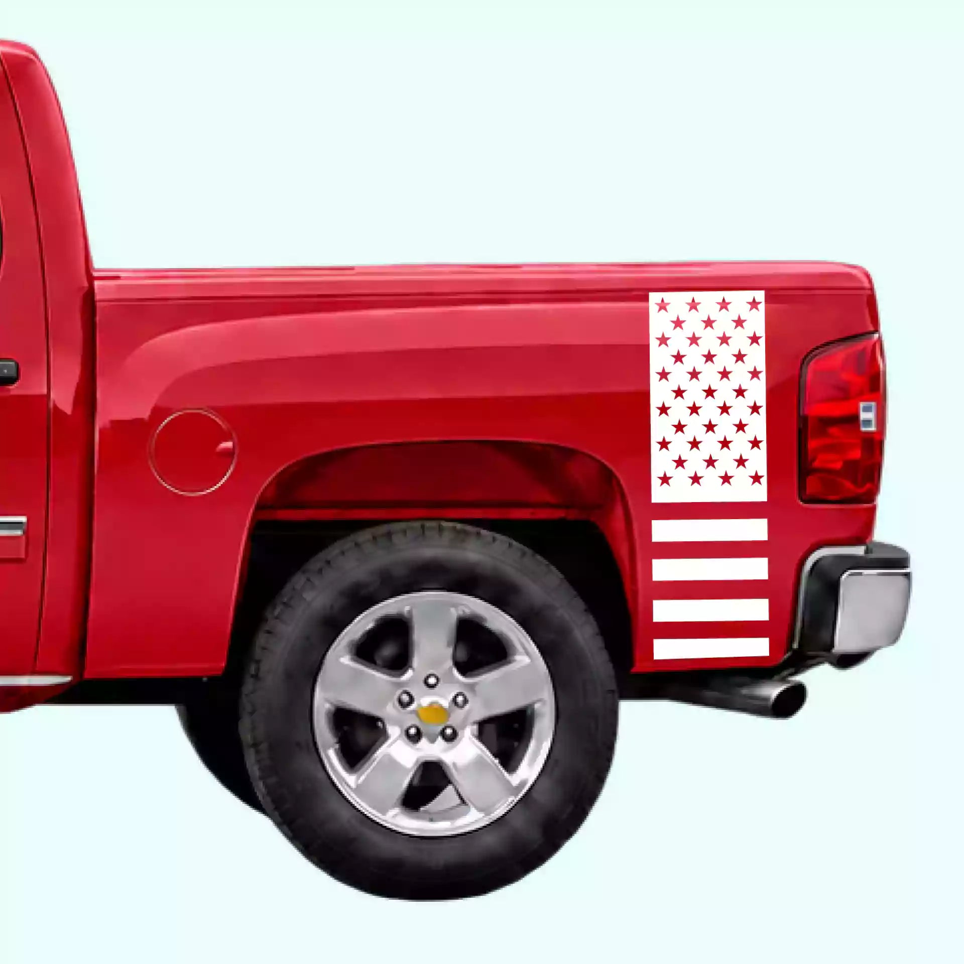2007-2013 Chevrolet Silverado American Flag Bed Side Stripes Vinyl Graphics Kit White