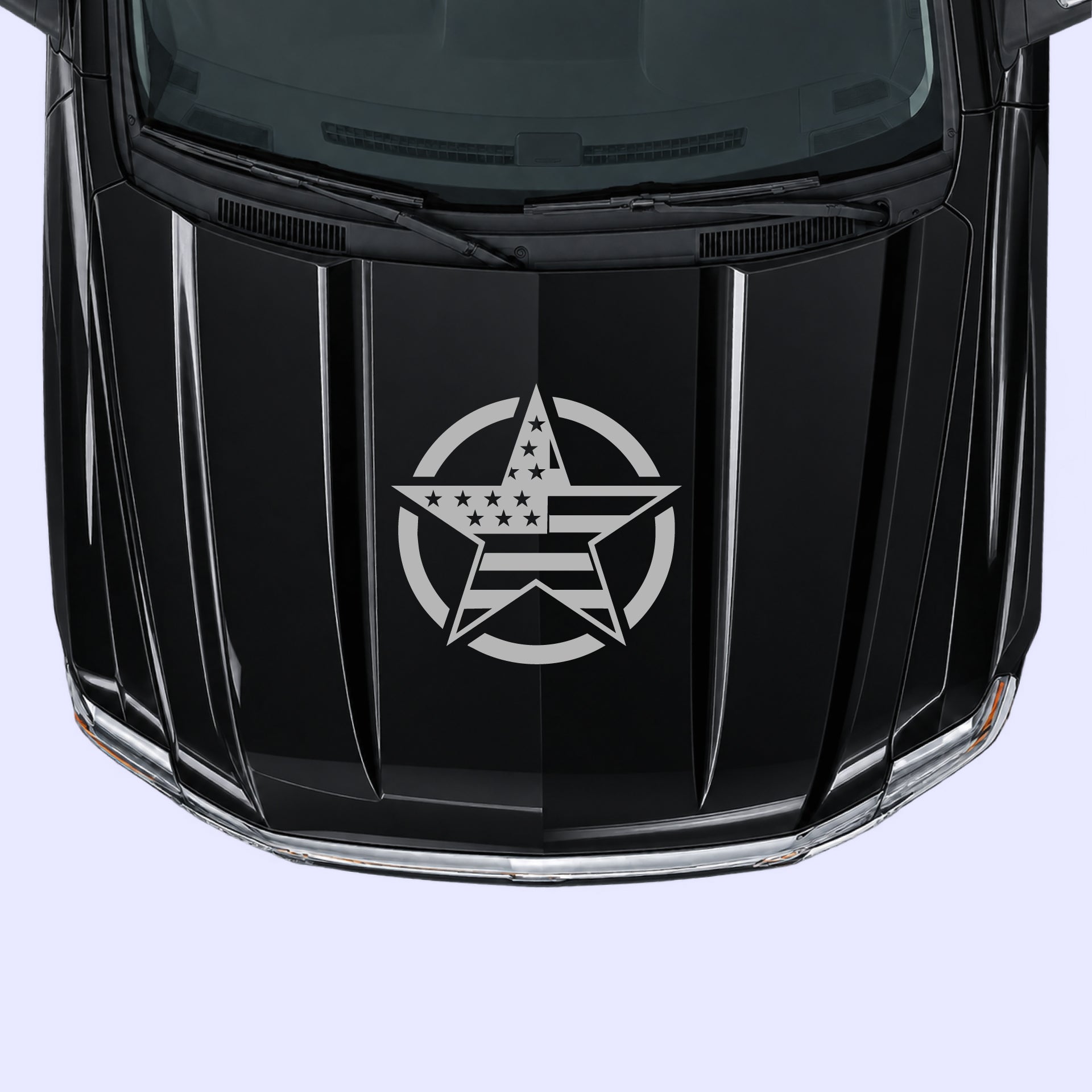 2014-2019 Chevrolet Silverado Army Star Hood Decal Vinyl Graphics Kit Gray