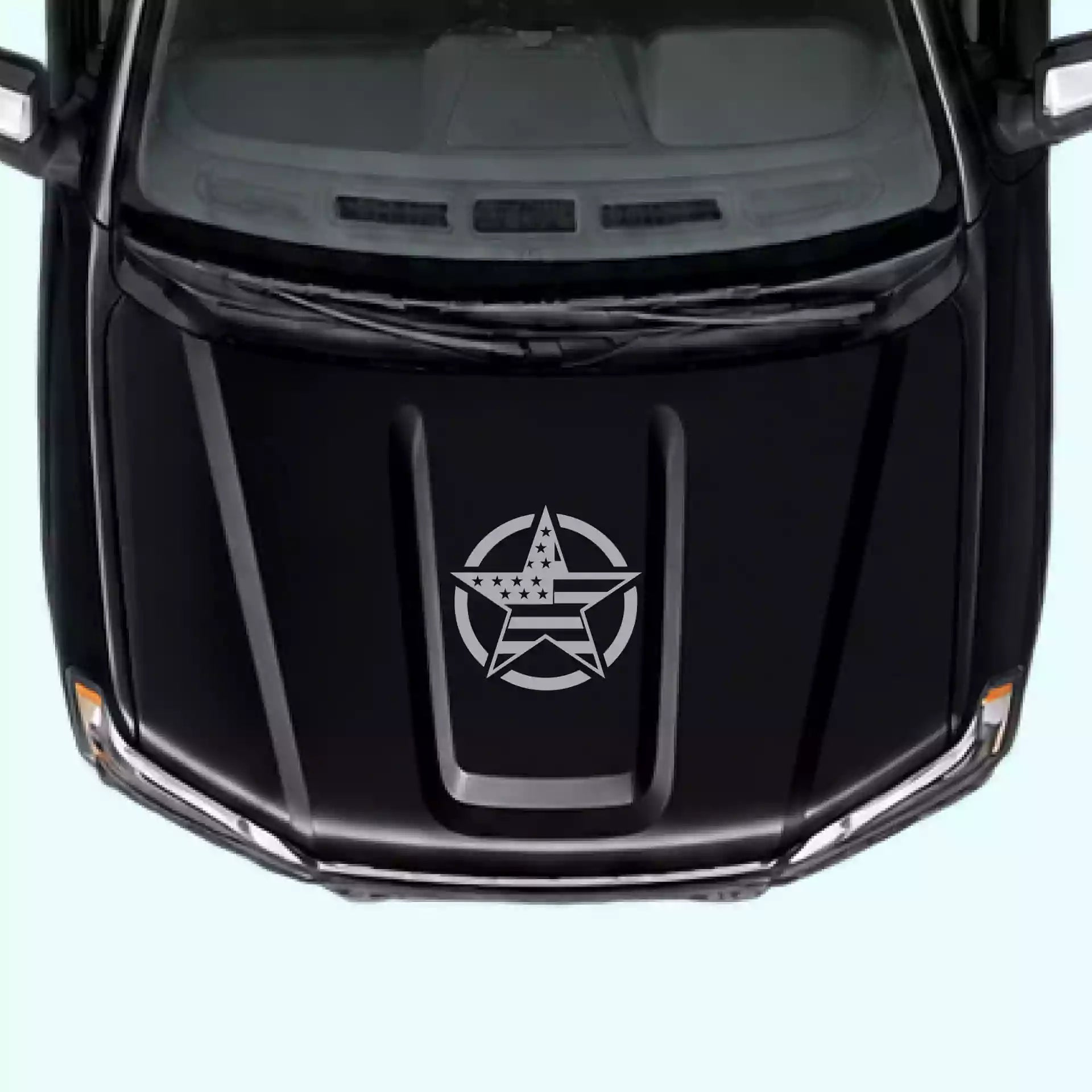2019-present Chevrolet Silverado Army Star Hood Decal Vinyl Graphics Kit Gray