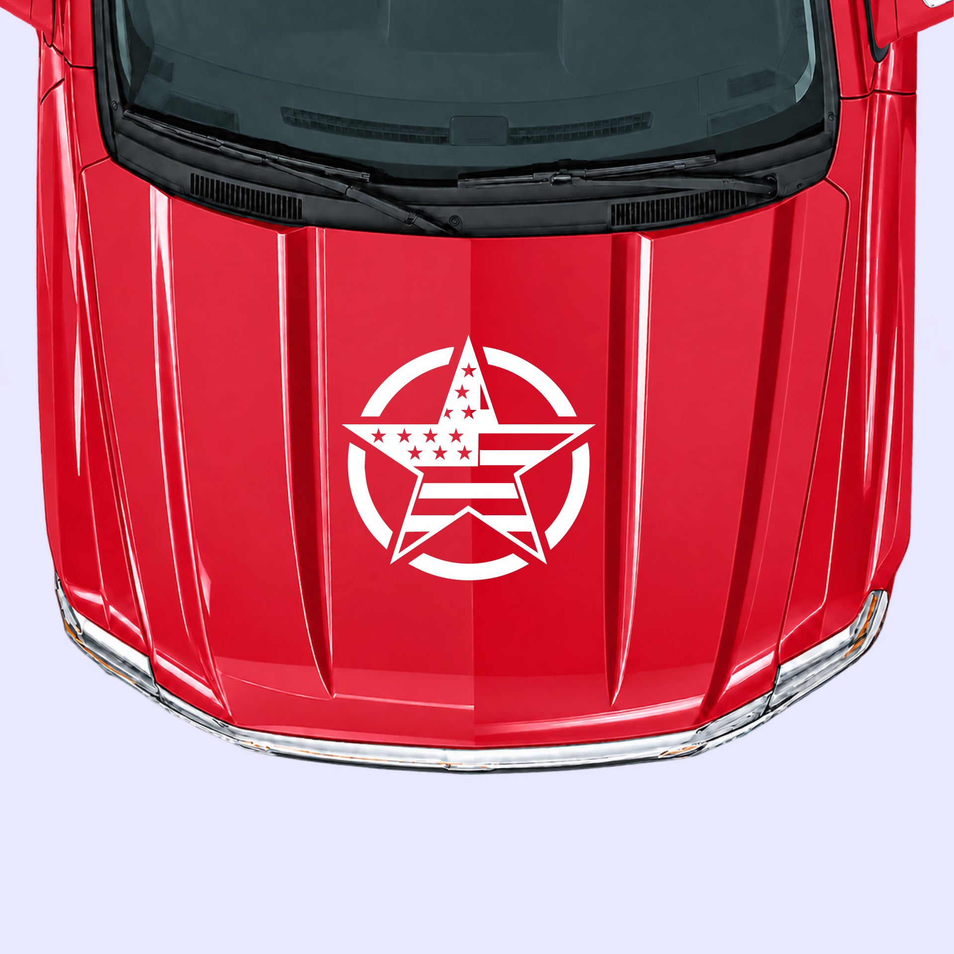 2014-2019 Chevrolet Silverado Army Star Hood Decal Vinyl Graphics Kit White