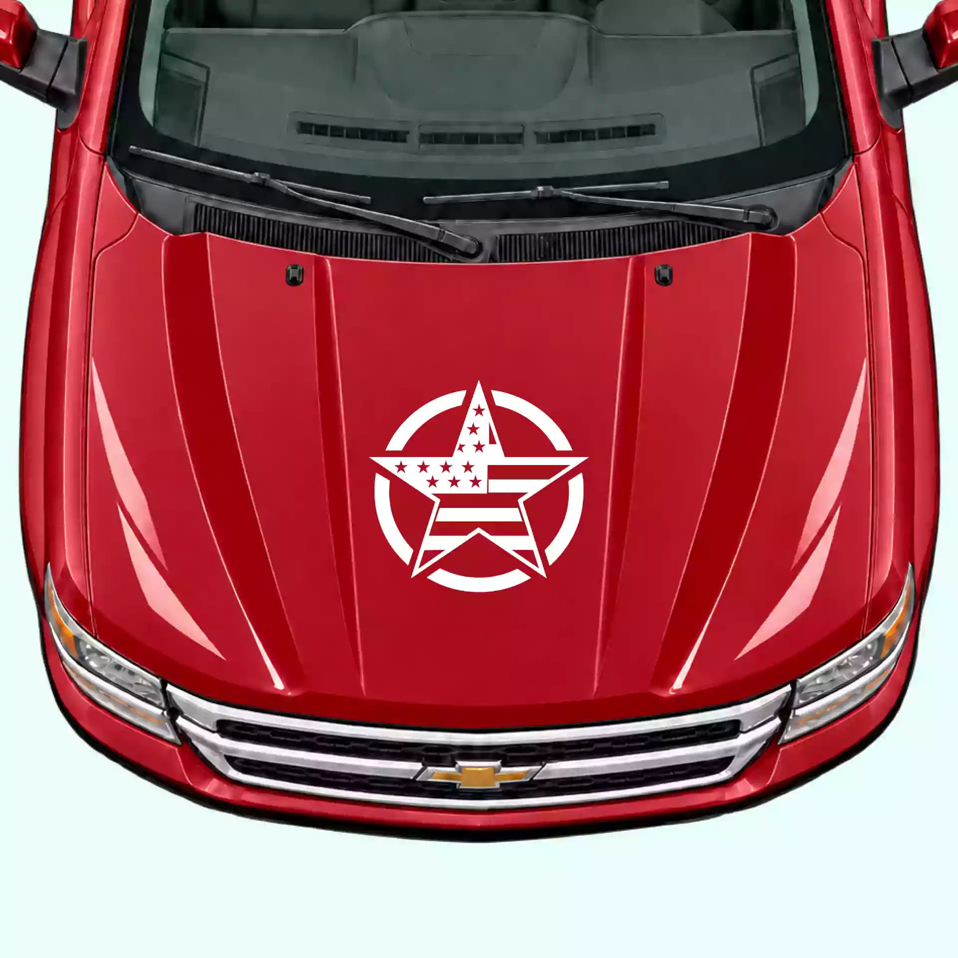 2007-2013 Chevrolet Silverado Army Star Hood Decal Vinyl Graphics Kit White
