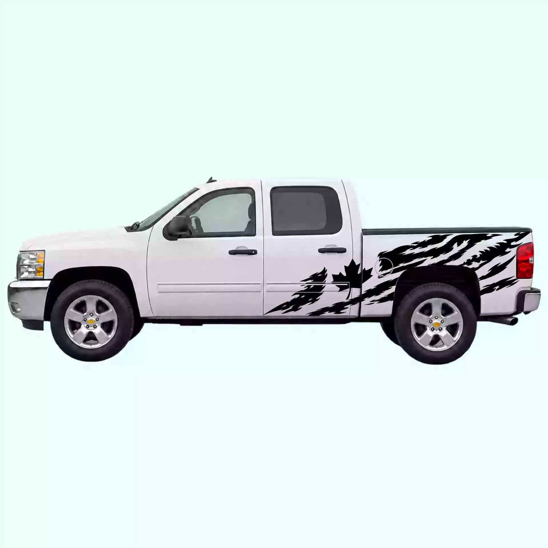 2007-2013 Chevrolet Silverado Canada Flag Side Decals Vinyl Graphics Kit Black