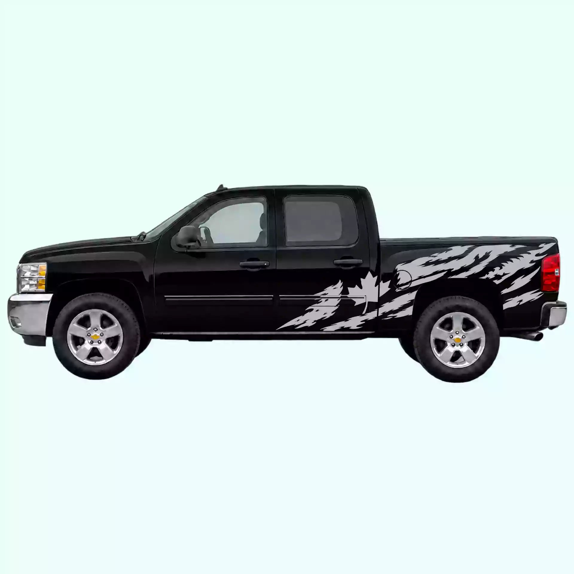 2007-2013 Chevrolet Silverado Canada Flag Side Decals Vinyl Graphics Kit Gray