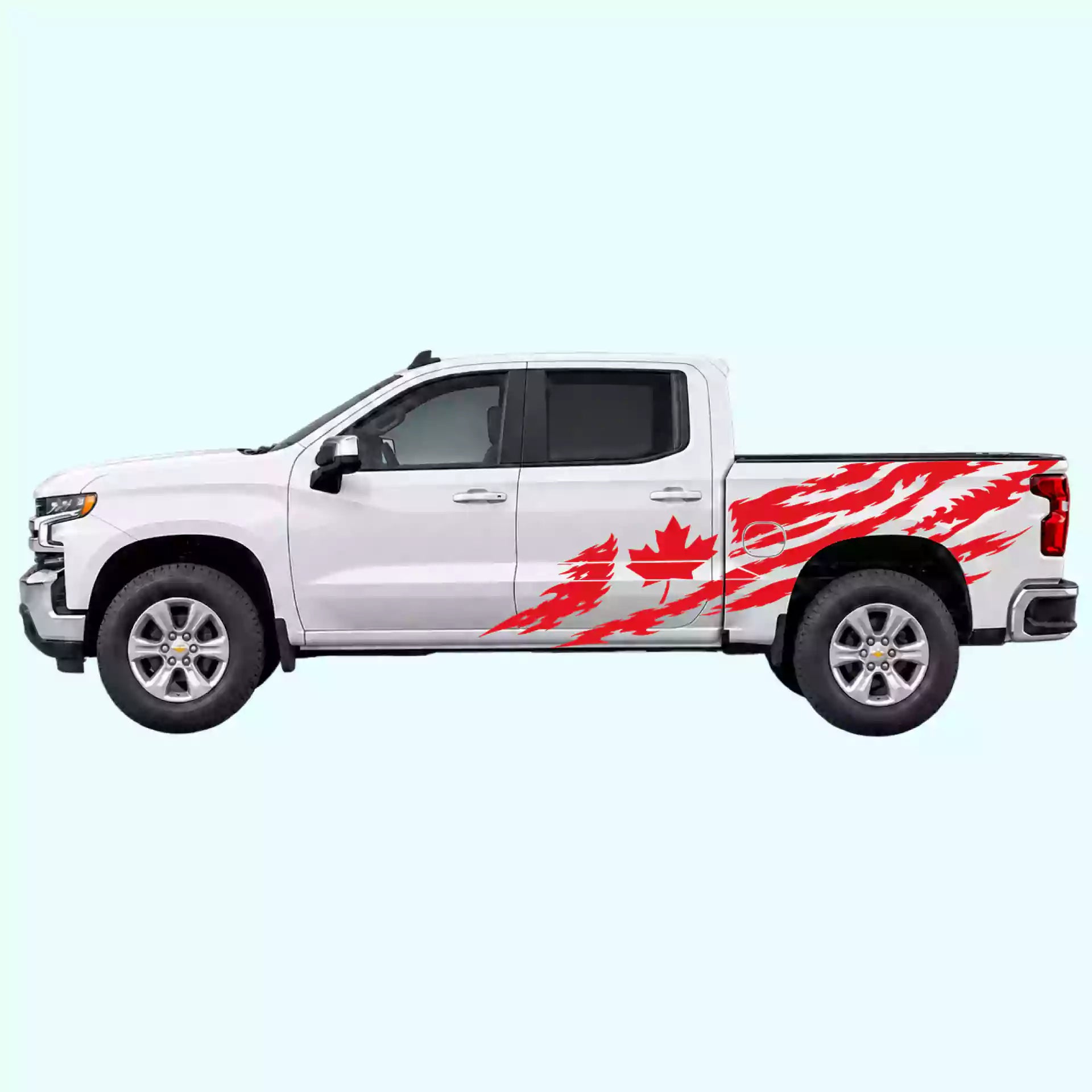 2019-present Chevrolet Silverado Canada Flag Side Decals Vinyl Graphics Kit Red
