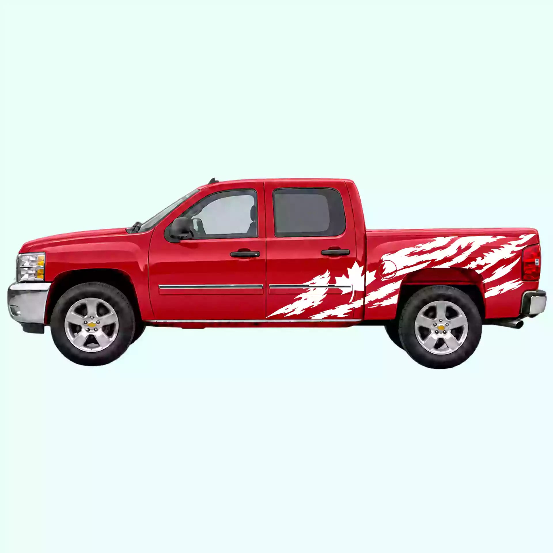 2007-2013 Chevrolet Silverado Canada Flag Side Decals Vinyl Graphics Kit White