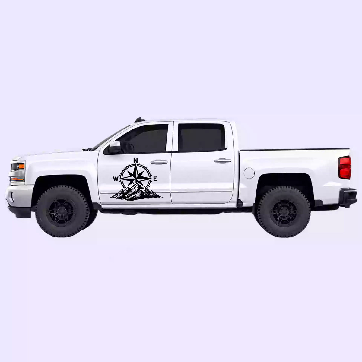 2014-2018 Chevrolet Silverado Compass Mountains Side Decals Vinyl Graphics Kit Black