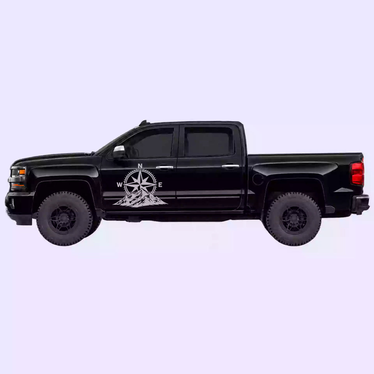 2014-2018 Chevrolet Silverado Compass Mountains Side Decals Vinyl Graphics Kit Gray