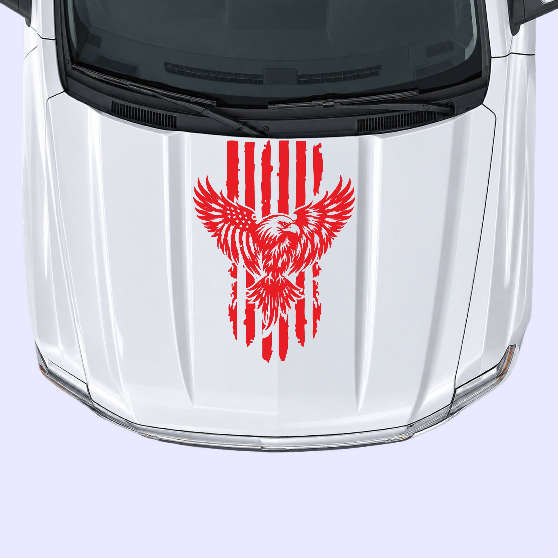 2014-2019 Chevrolet Silverado Eagle USA Flag Hood Decals Vinyl Graphics Kit Red