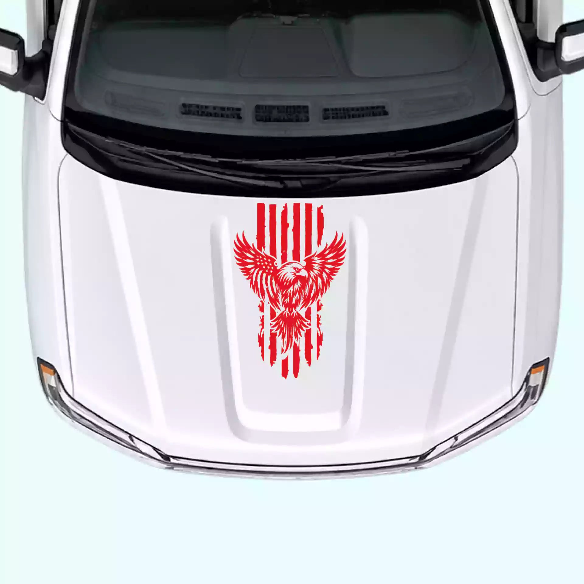 2019-present Chevrolet Silverado Eagle USA Flag Hood Decals Vinyl Graphics Kit Red