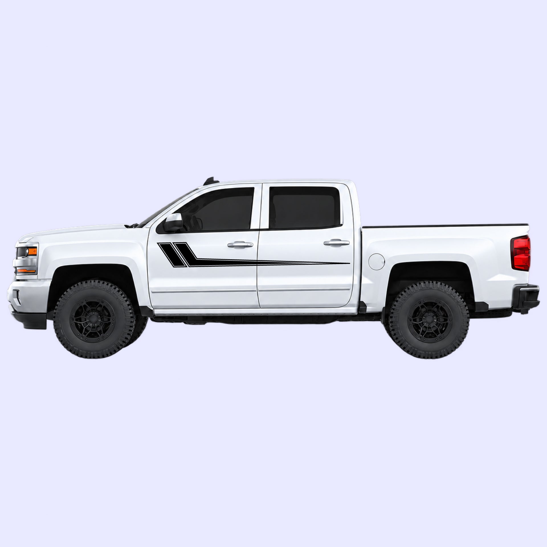 2014-2019 Chevrolet Silverado Hockey Side Stripes Vinyl Graphics Kit Black