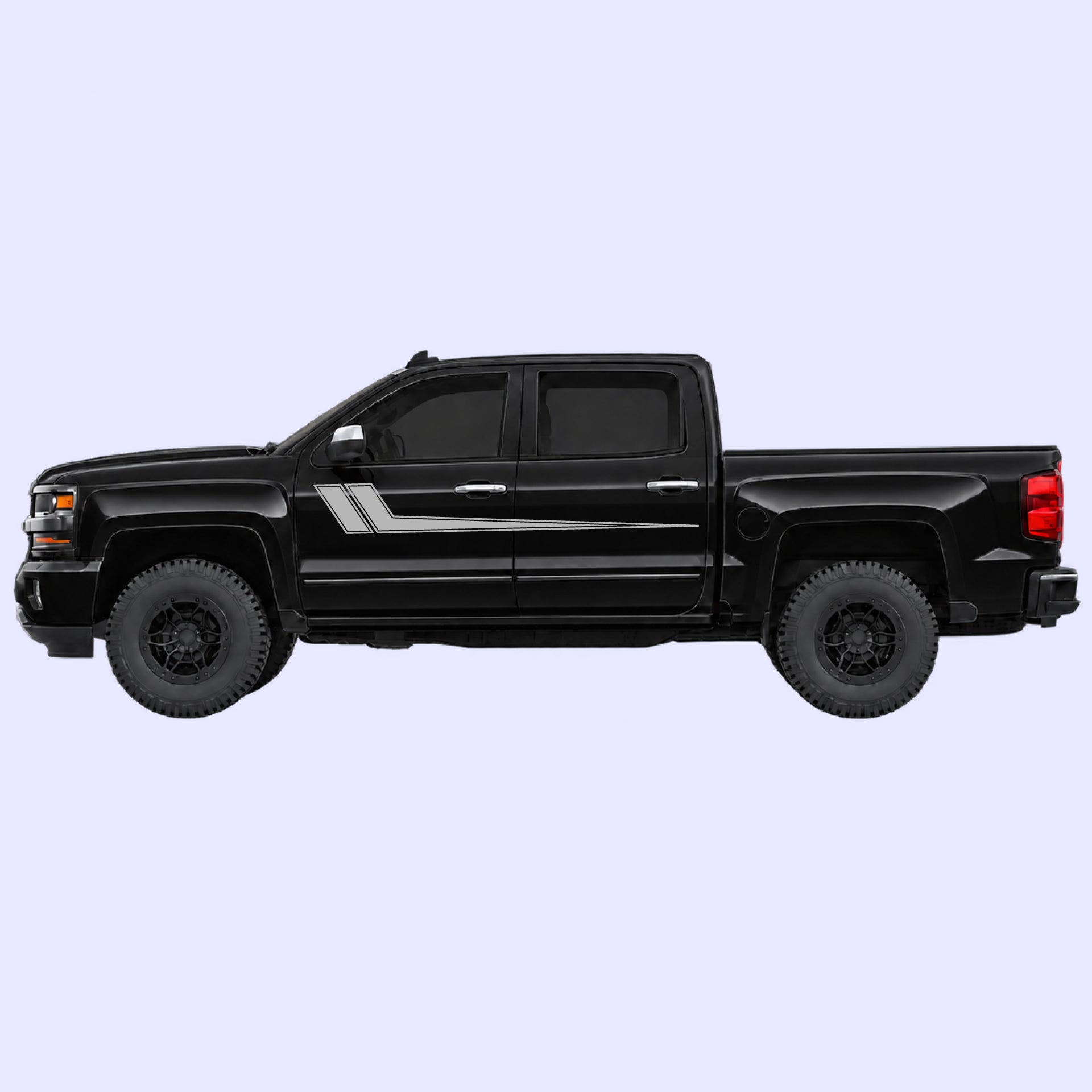 2014-2019 Chevrolet Silverado Hockey Side Stripes Vinyl Graphics Kit Gray