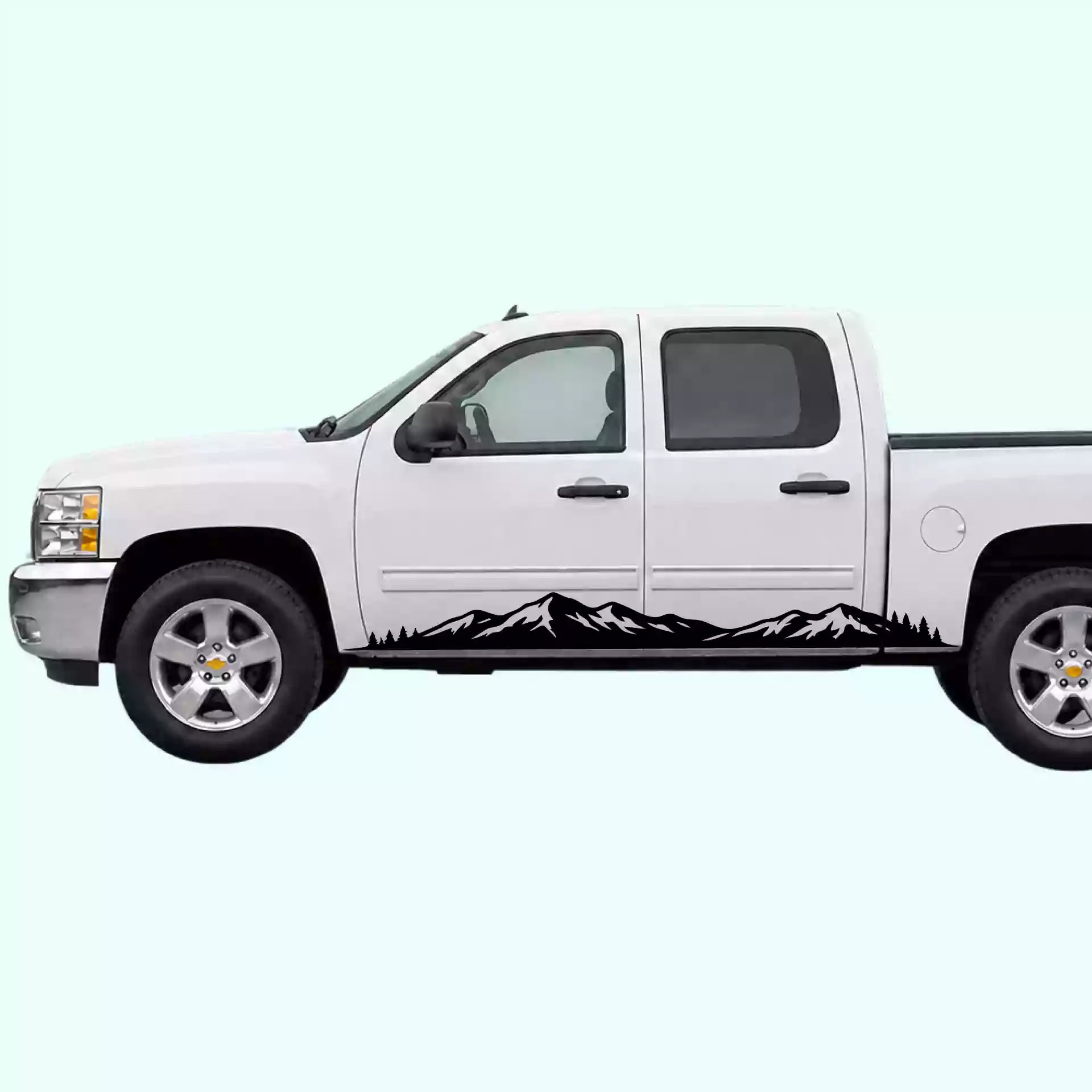 2007-2013 Chevrolet Silverado Mountain Range Rocker Stripes Vinyl Graphics Kit Black