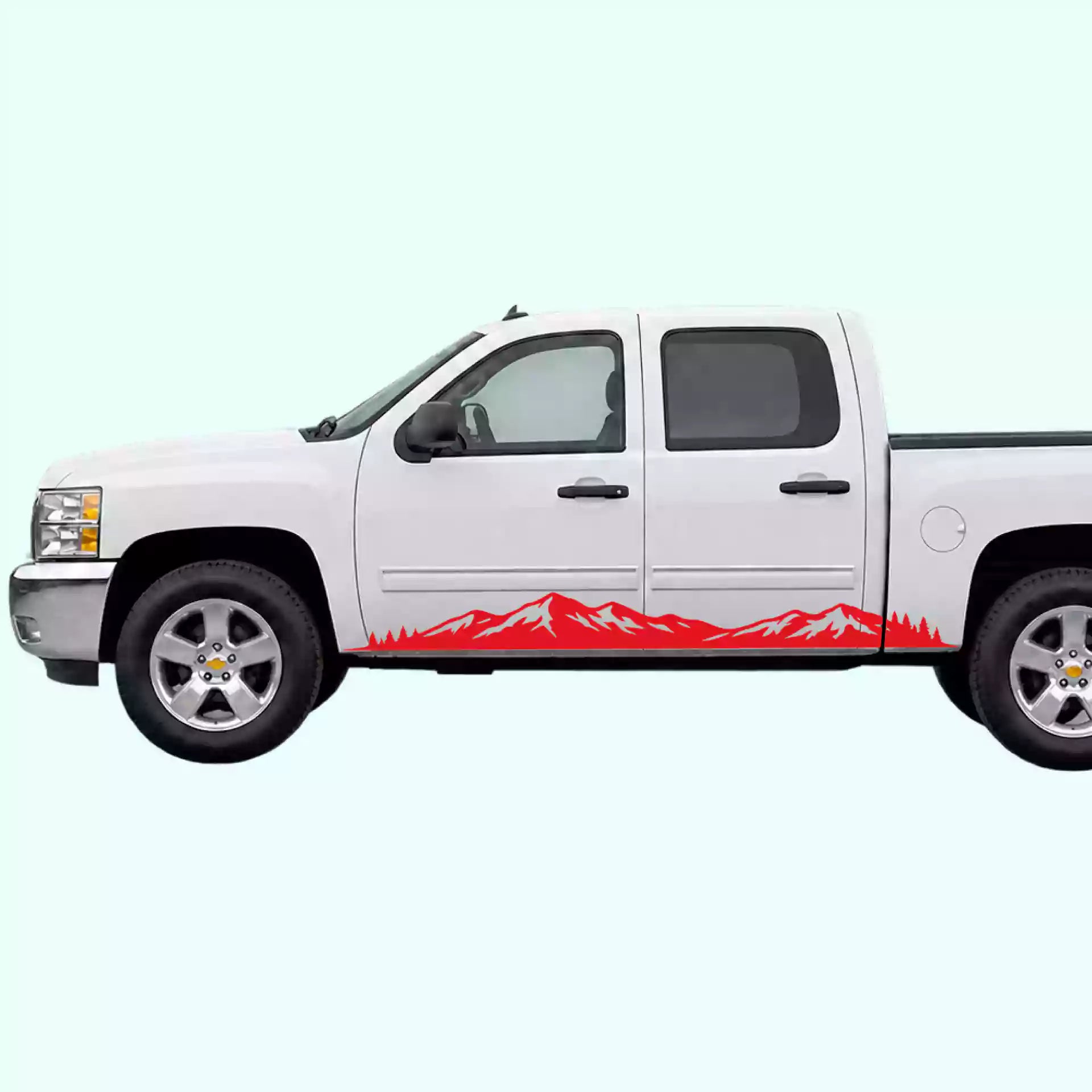 2007-2013 Chevrolet Silverado Mountain Range Rocker Stripes Vinyl Graphics Kit Red