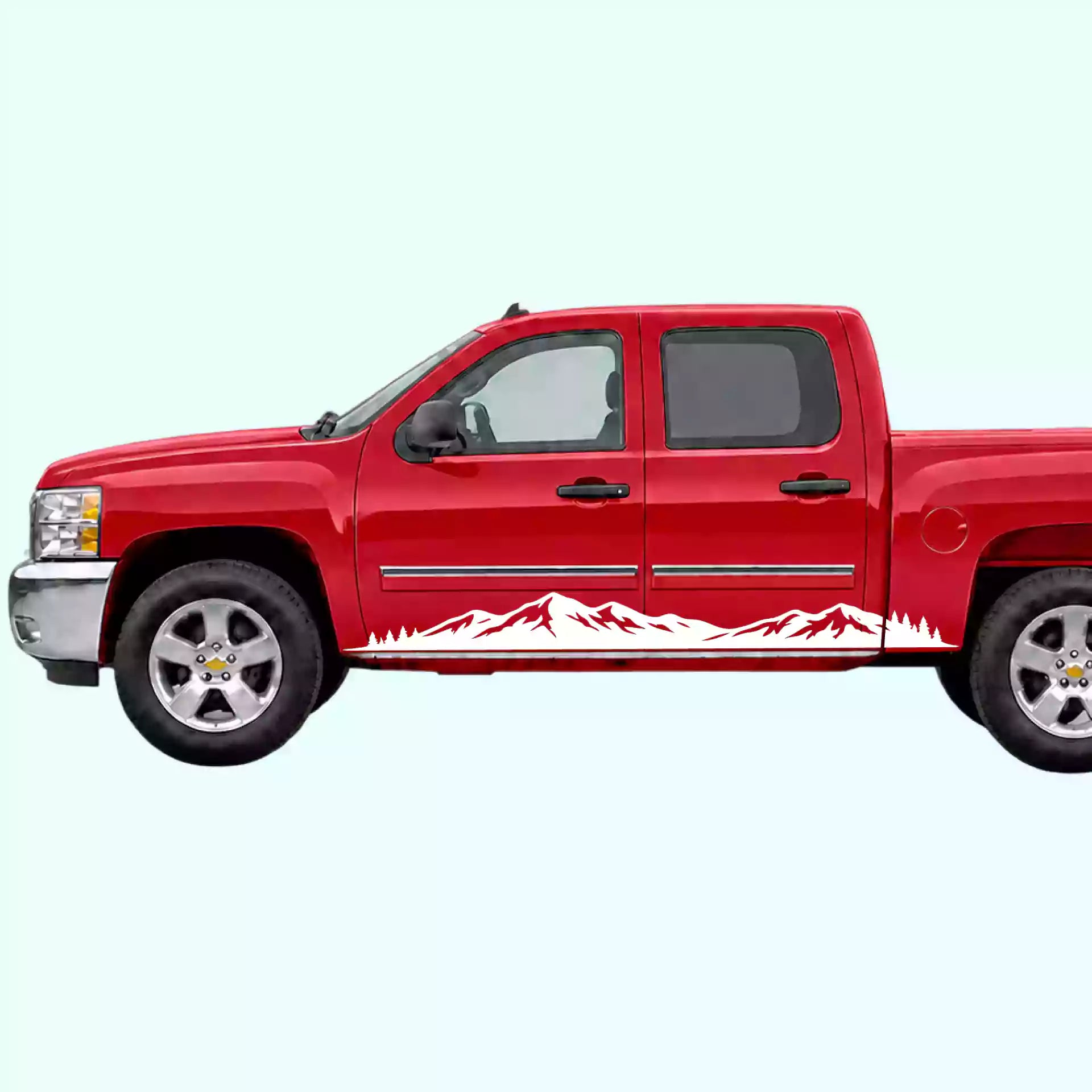 2007-2013 Chevrolet Silverado Mountain Range Rocker Stripes Vinyl Graphics Kit White
