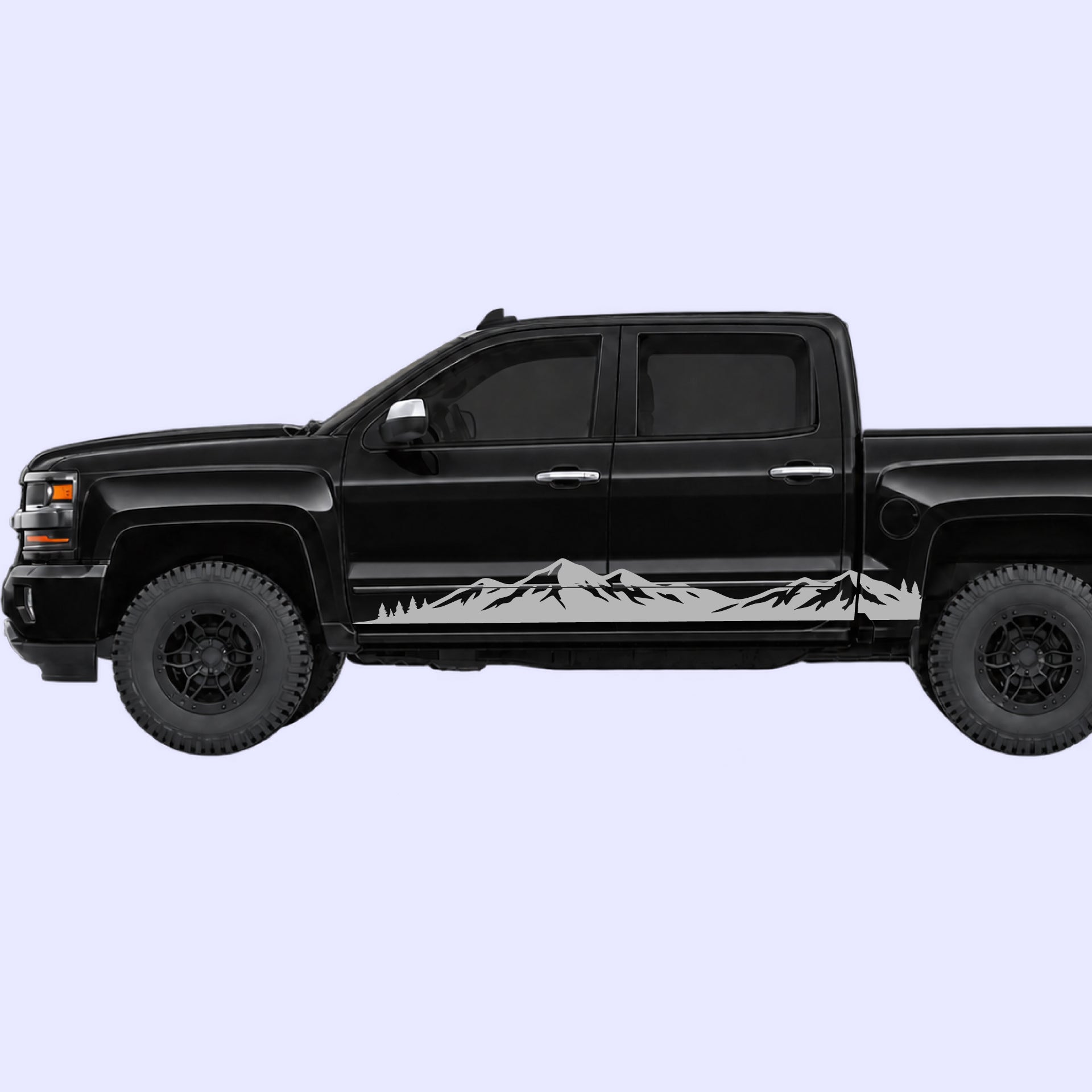 2014-2019 Chevrolet Silverado Mountain Range Rocker Stripes Vinyl Graphics Kit Gray