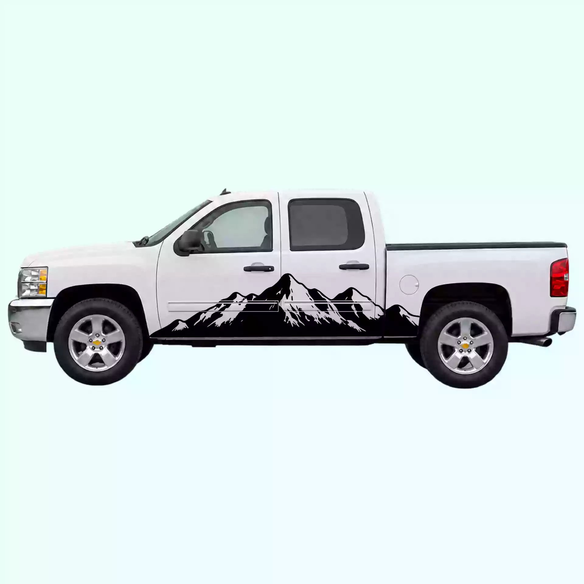 2007-2013 Chevrolet Silverado Mountain Range Side Decals Vinyl Graphics Kit Black