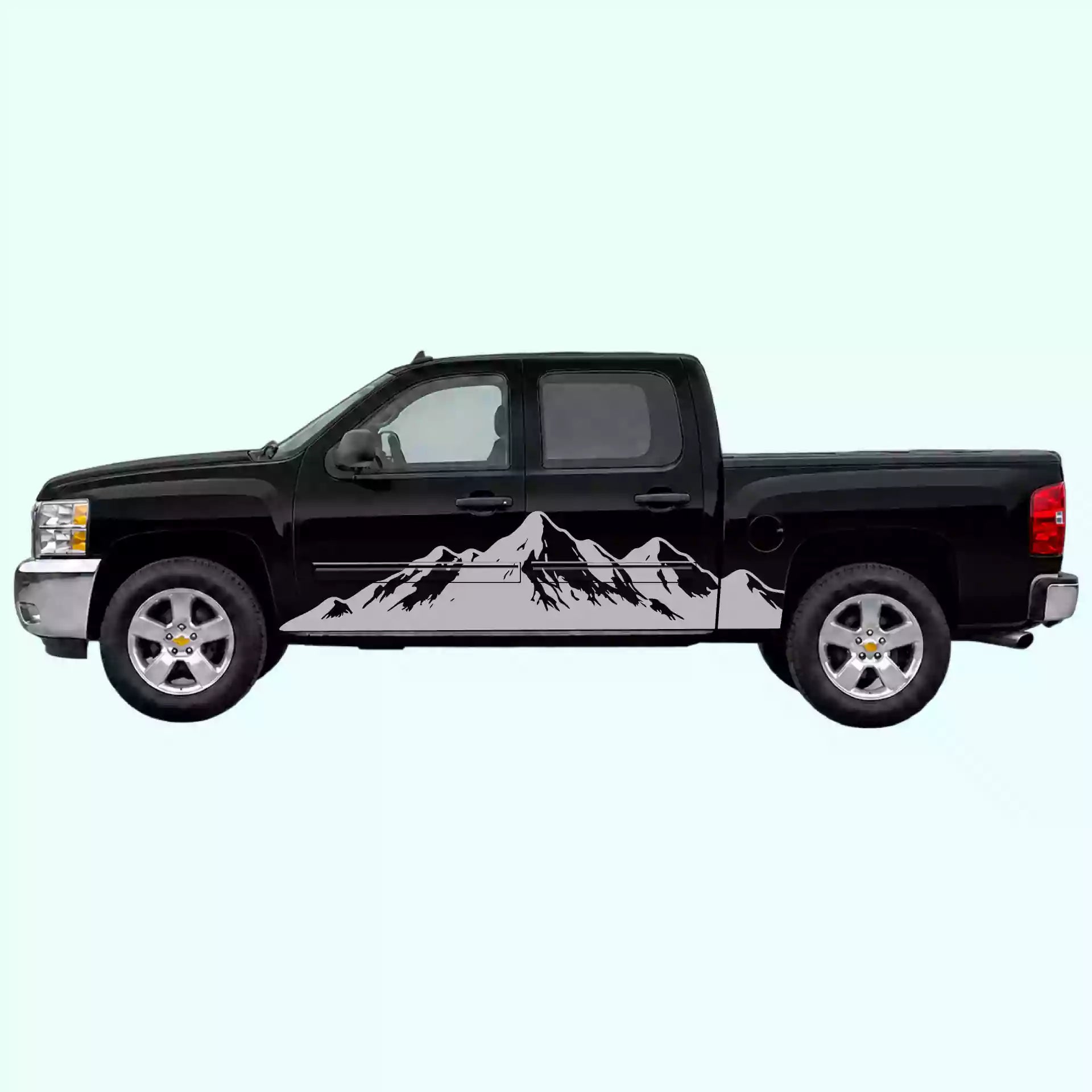 2007-2013 Chevrolet Silverado Mountain Range Side Decals Vinyl Graphics Kit Gray