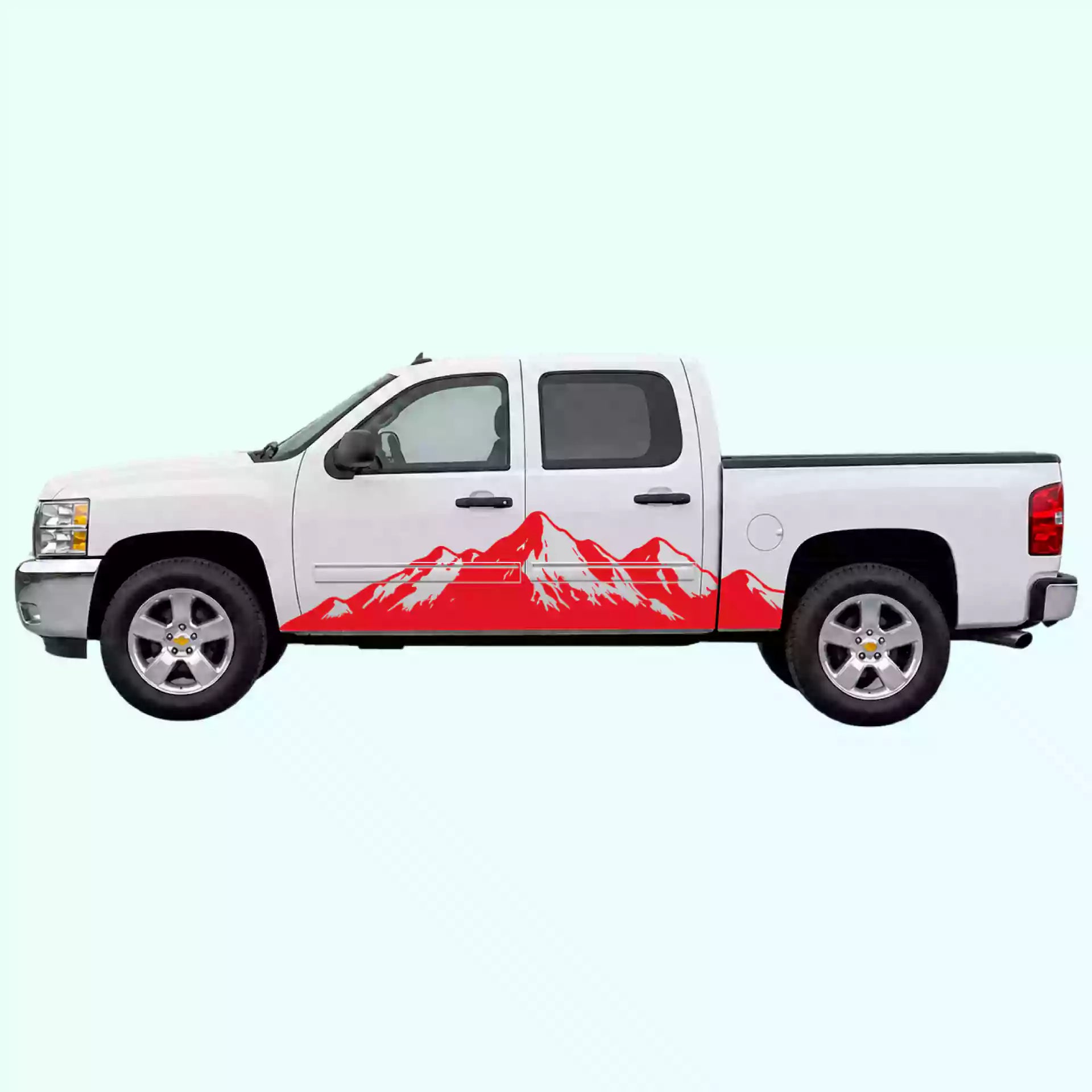 2007-2013 Chevrolet Silverado Mountain Range Side Decals Vinyl Graphics Kit Red