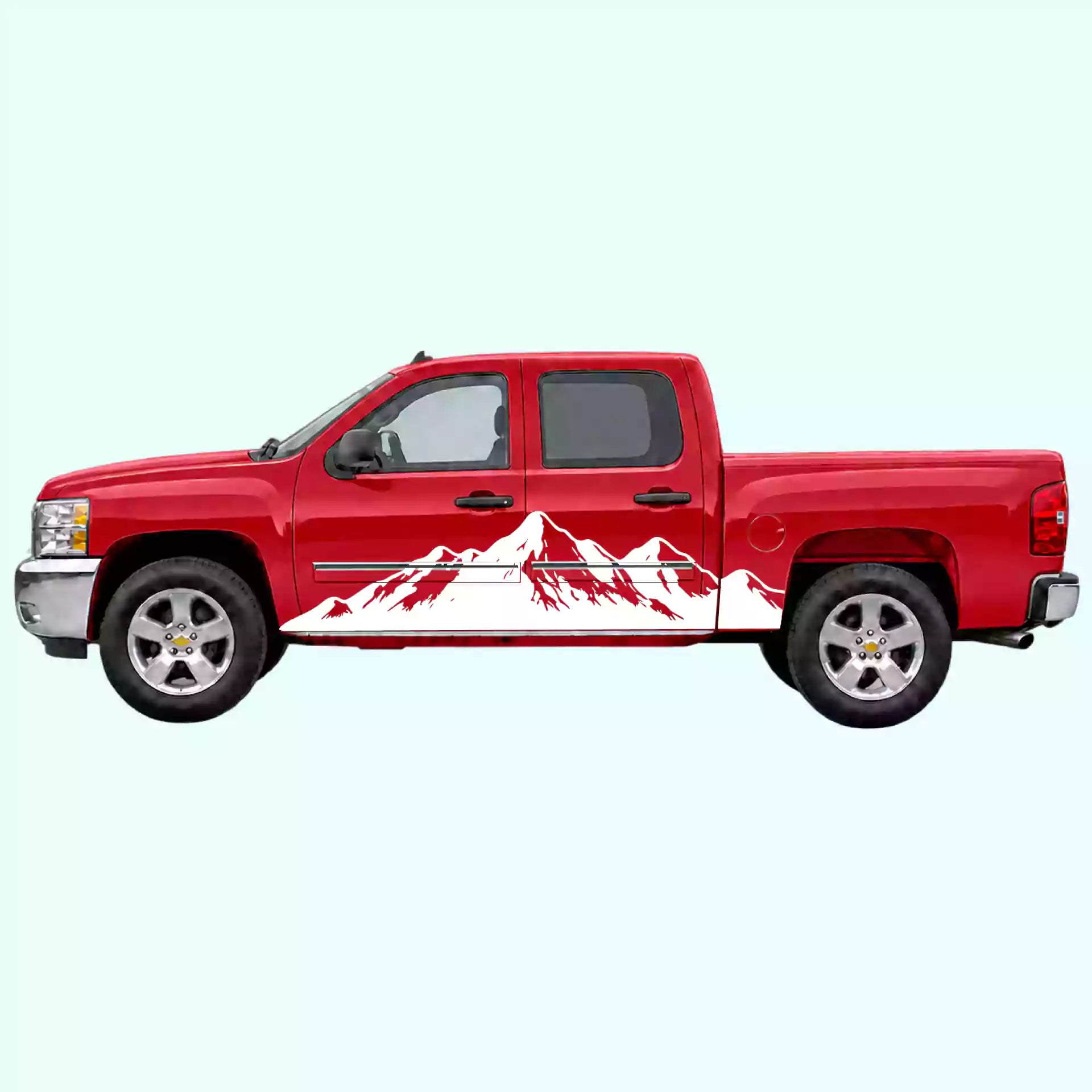 2007-2013 Chevrolet Silverado Mountain Range Side Decals Vinyl Graphics Kit White