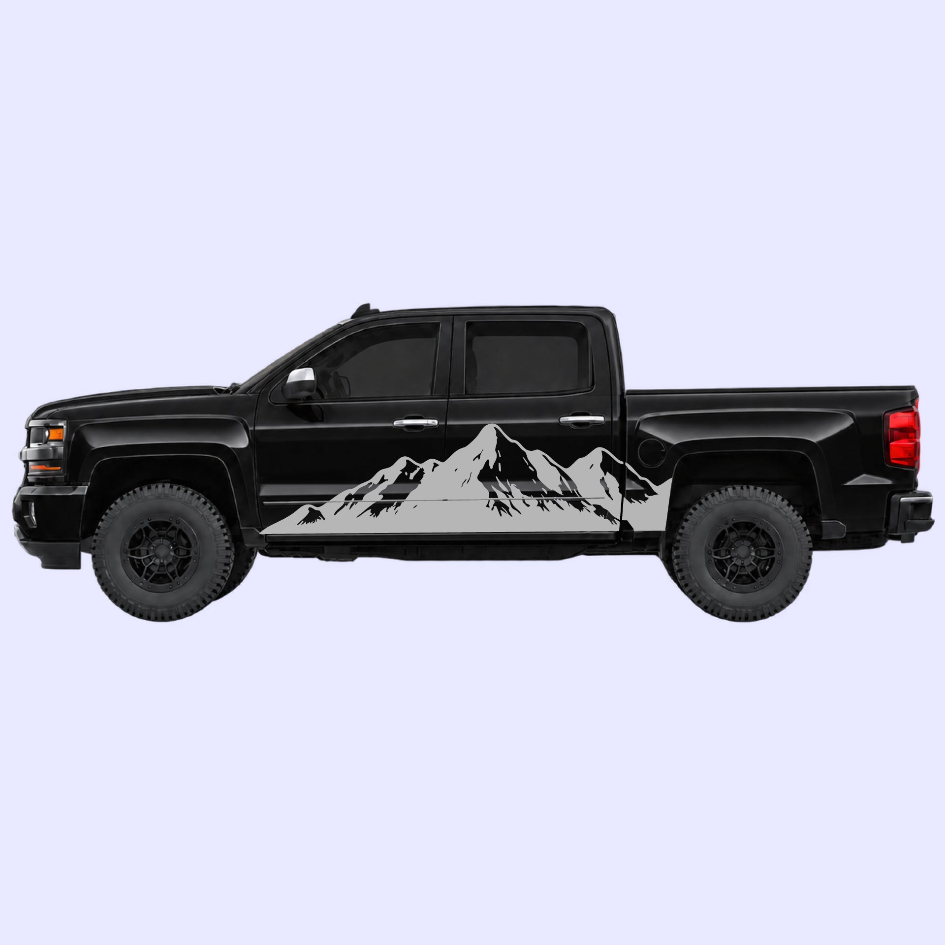 2014-2019 Chevrolet Silverado Mountain Range Side Decals Vinyl Graphics Kit Gray