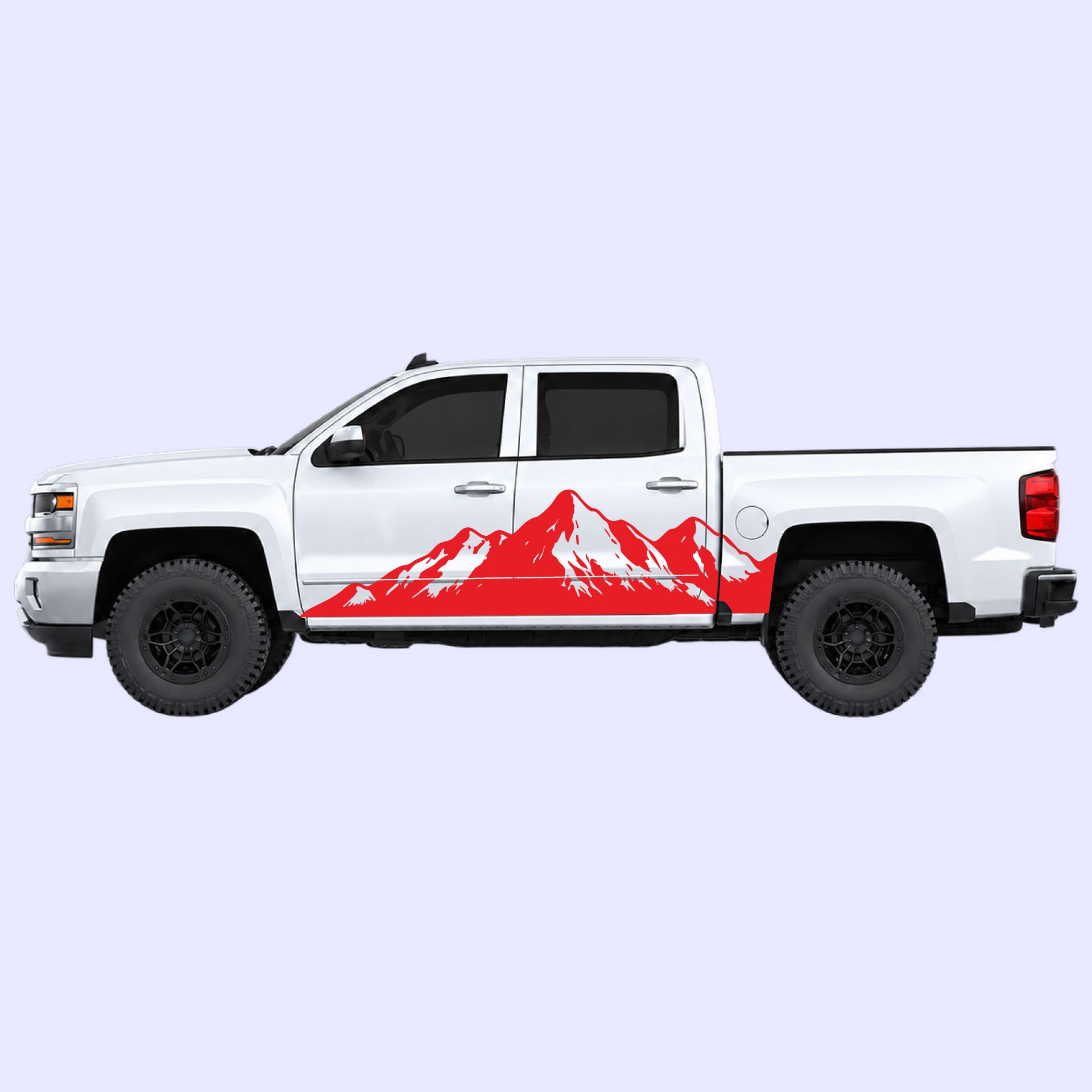 2014-2019 Chevrolet Silverado Mountain Range Side Decals Vinyl Graphics Kit Red
