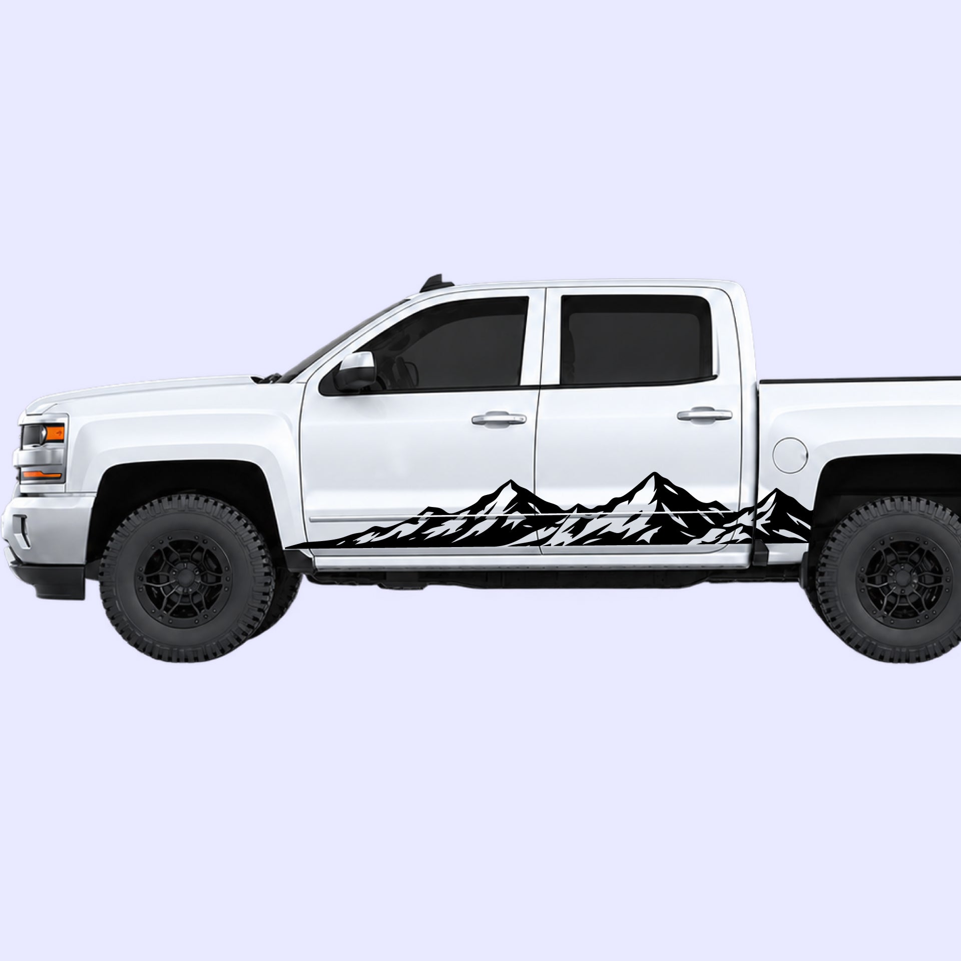 2014-2019 Chevrolet Silverado Peak Mountain Rocker Stripes Vinyl Graphics Kit Black 