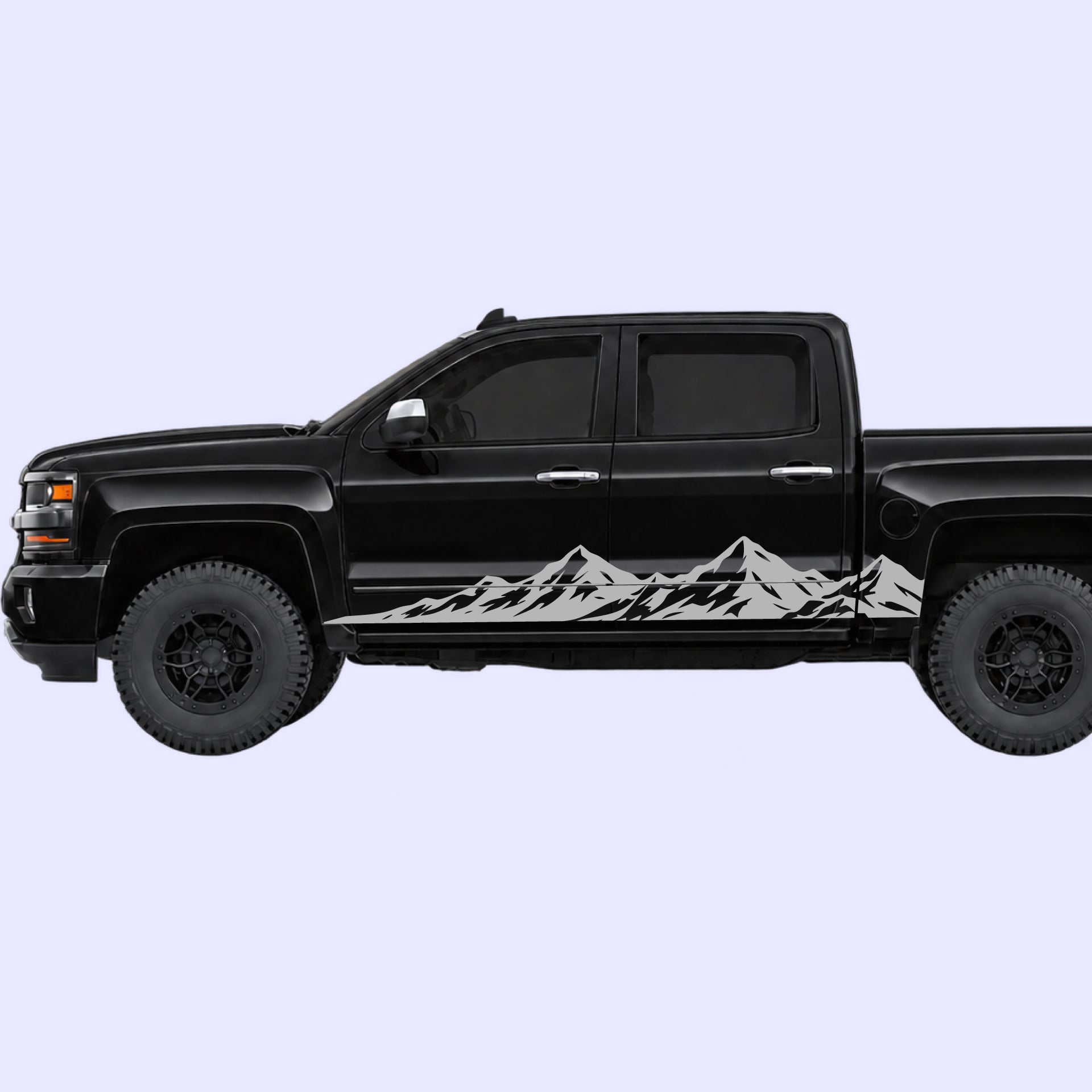 2014-2019 Chevrolet Silverado Peak Mountain Rocker Stripes Vinyl Graphics Kit Gray