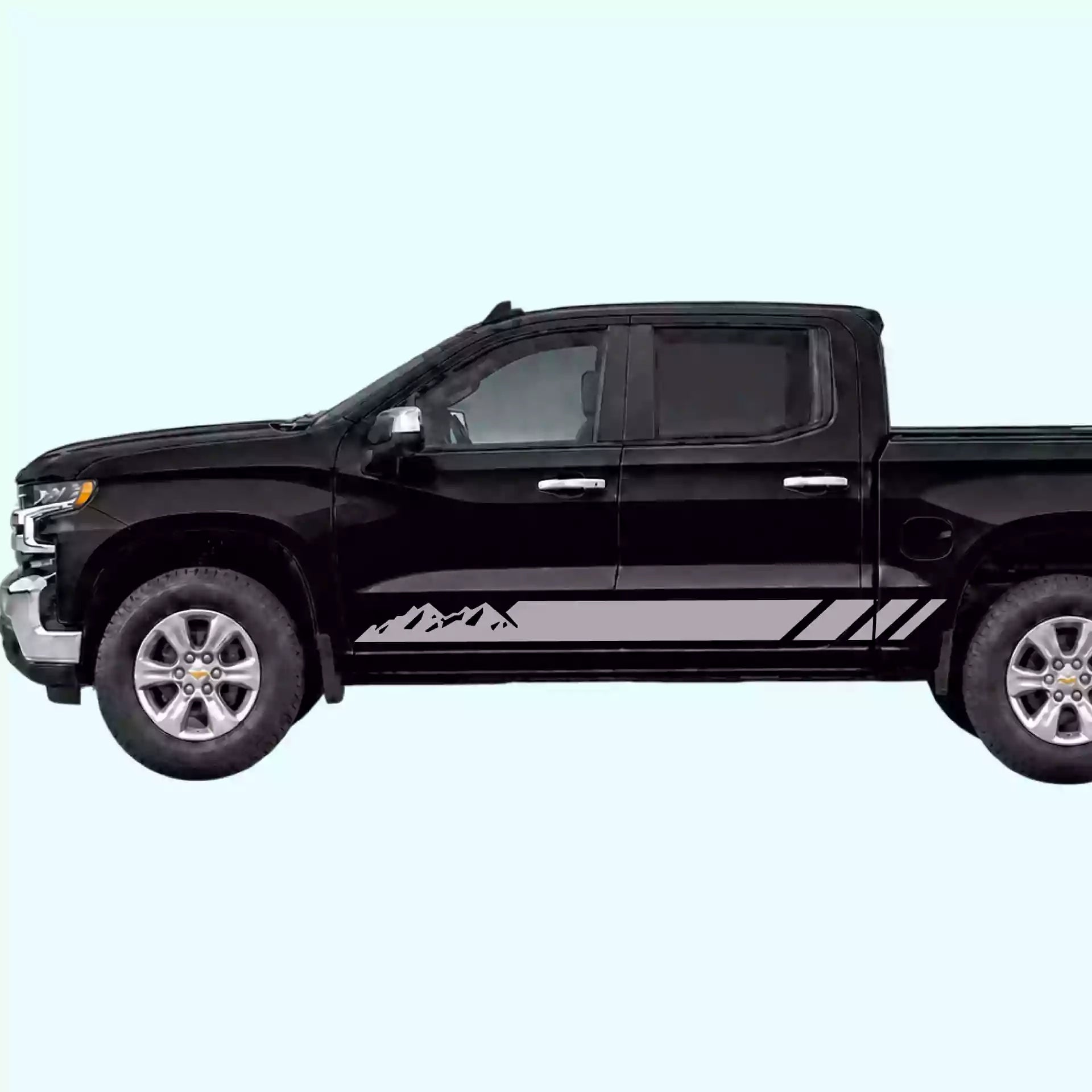 2019-present Chevrolet Silverado Mountain Side Stripes Vinyl Graphics Kit Gray