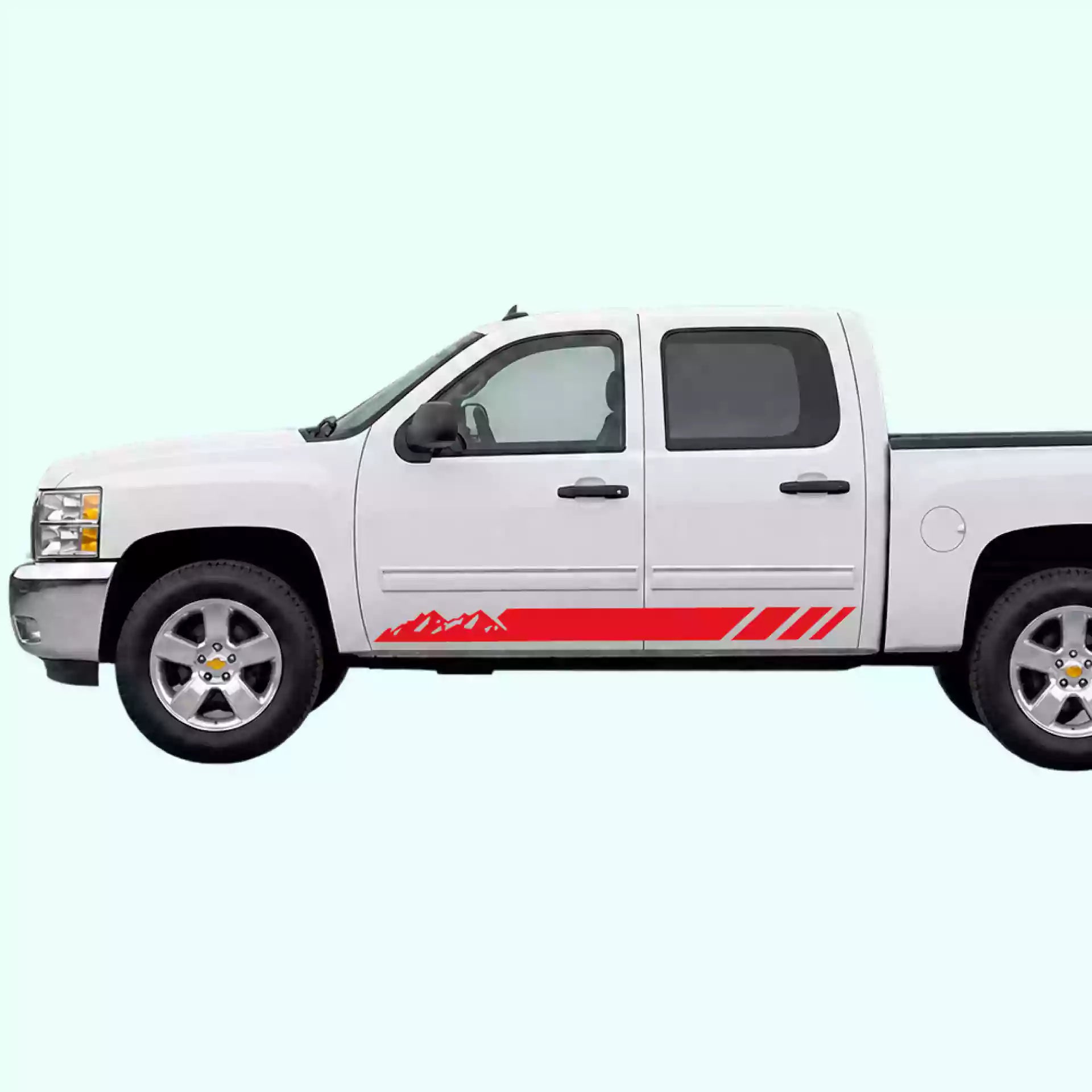 2007-2013 Chevrolet Silverado Mountain Side Stripes Vinyl Graphics Kit Red