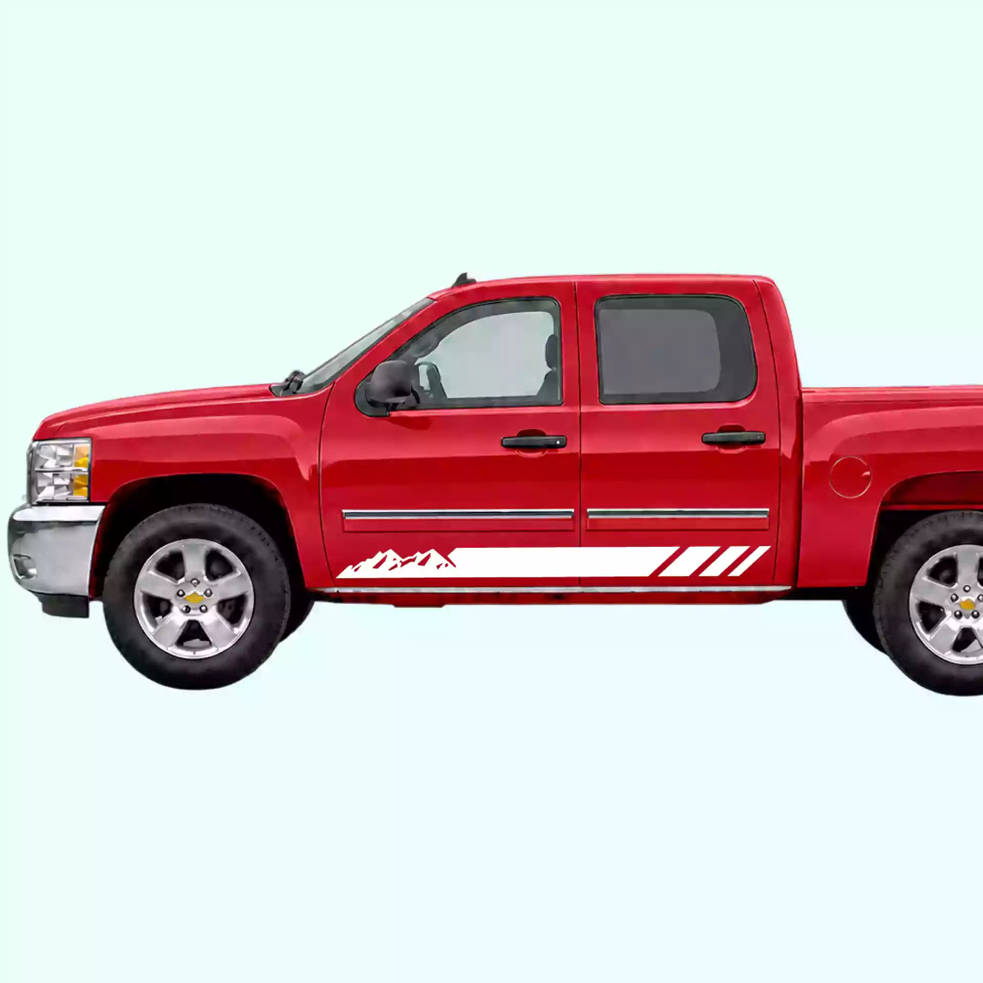 2007-2013 Chevrolet Silverado Mountain Side Stripes Vinyl Graphics Kit White