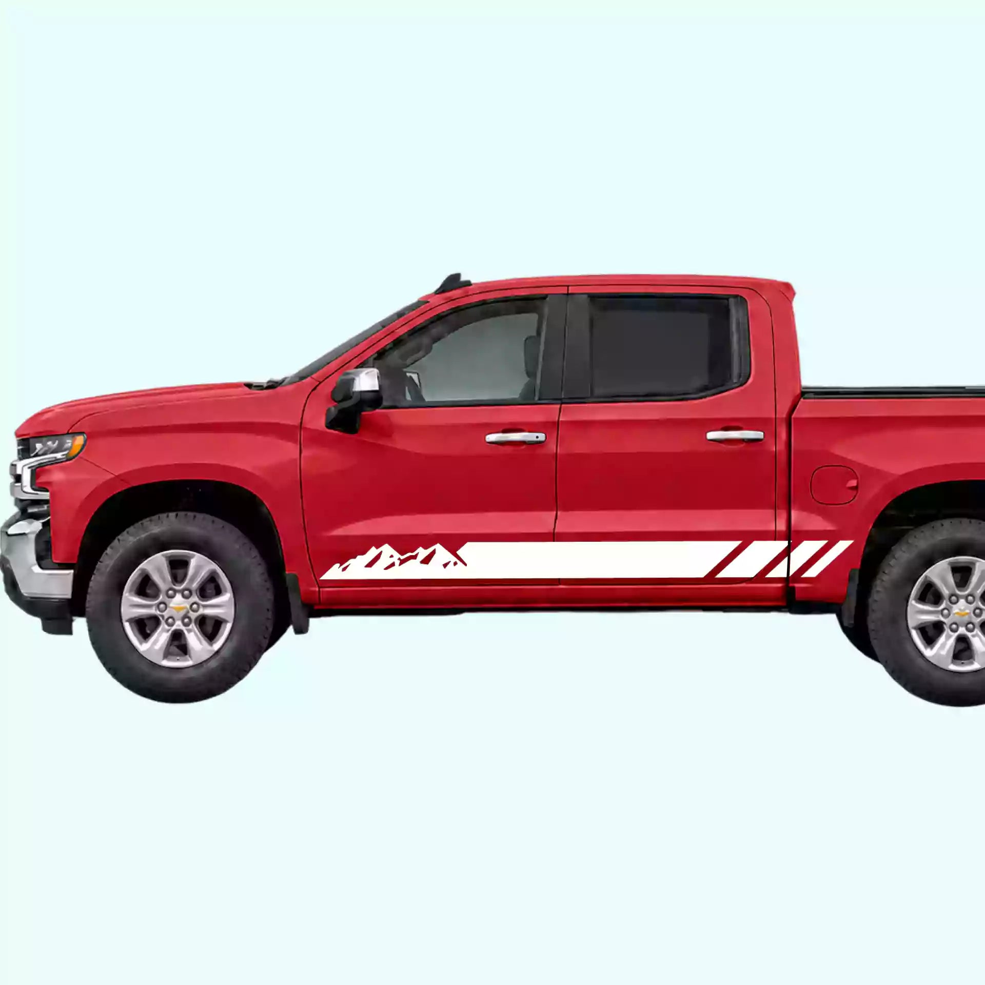2019-present Chevrolet Silverado Mountain Side Stripes Vinyl Graphics Kit White