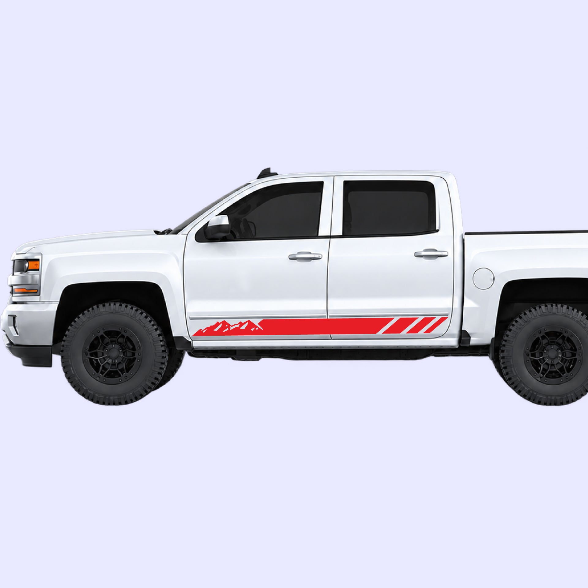 2014-2019 Chevrolet Silverado Mountain Side Stripes Vinyl Graphics Kit Red