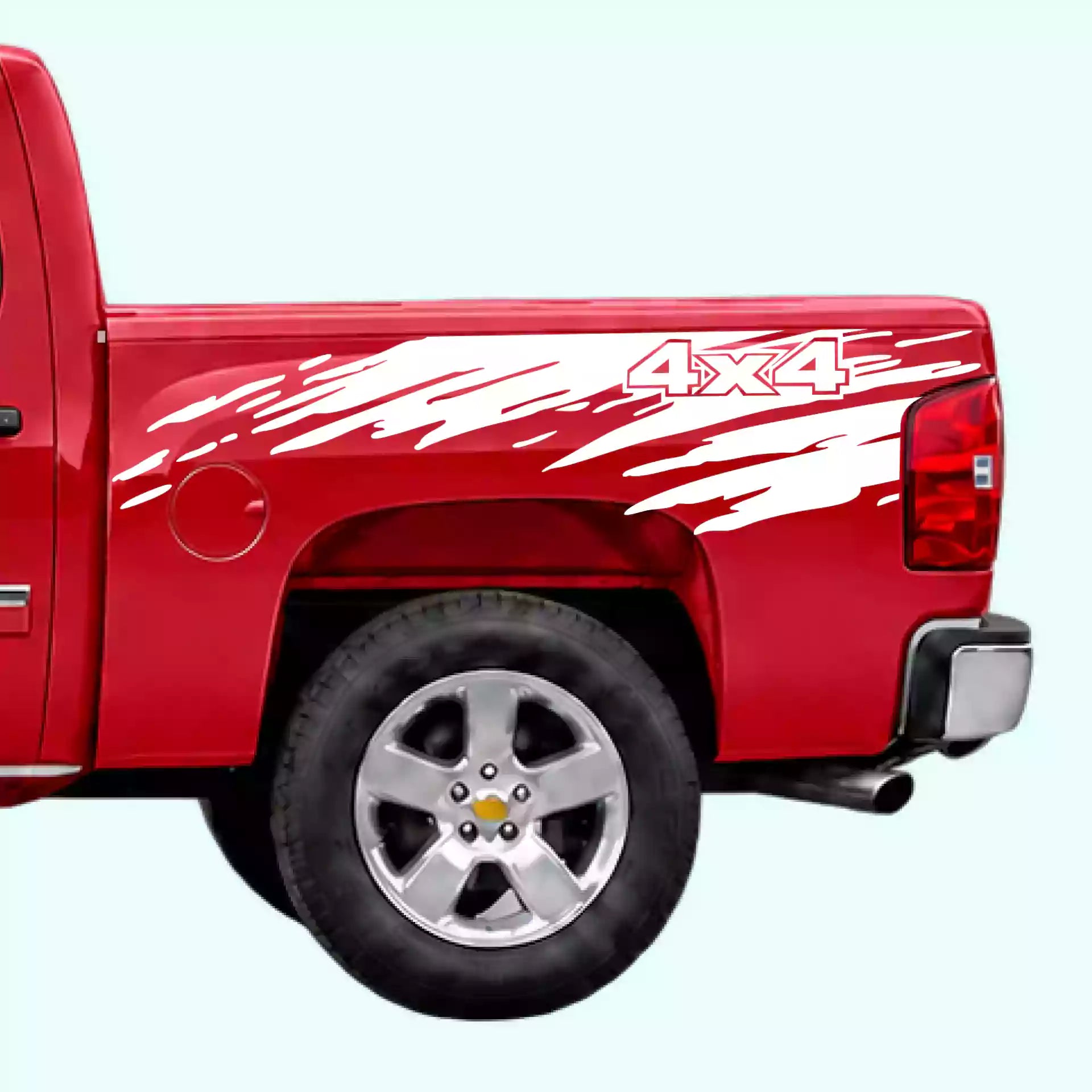 2007-2013 Chevrolet Silverado Mud Splash 4x4 Bed Decals Vinyl Graphics Kit White