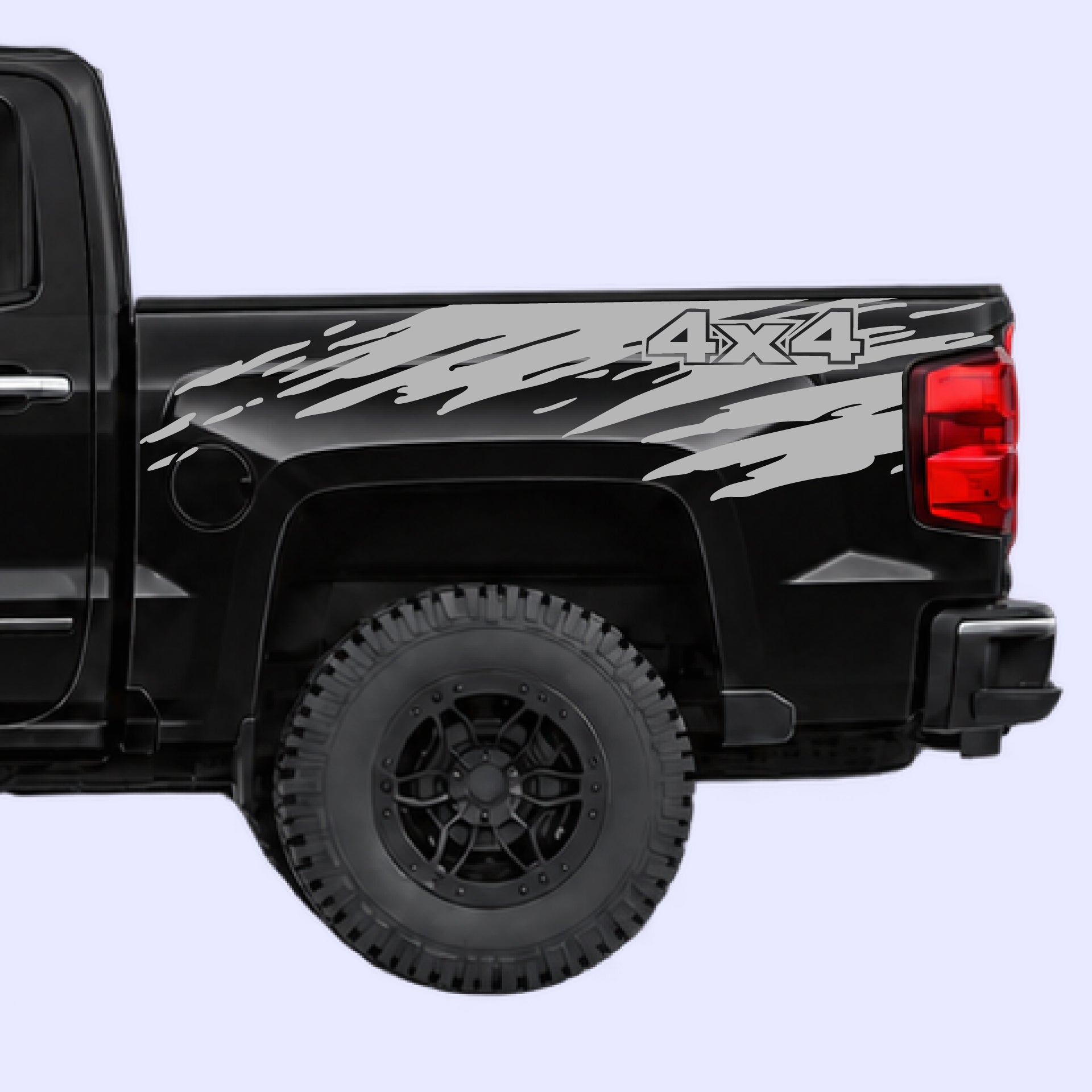 2014-2019 Chevrolet Silverado Mud Splash 4x4 Bed Decals Vinyl Graphics Kit Gray