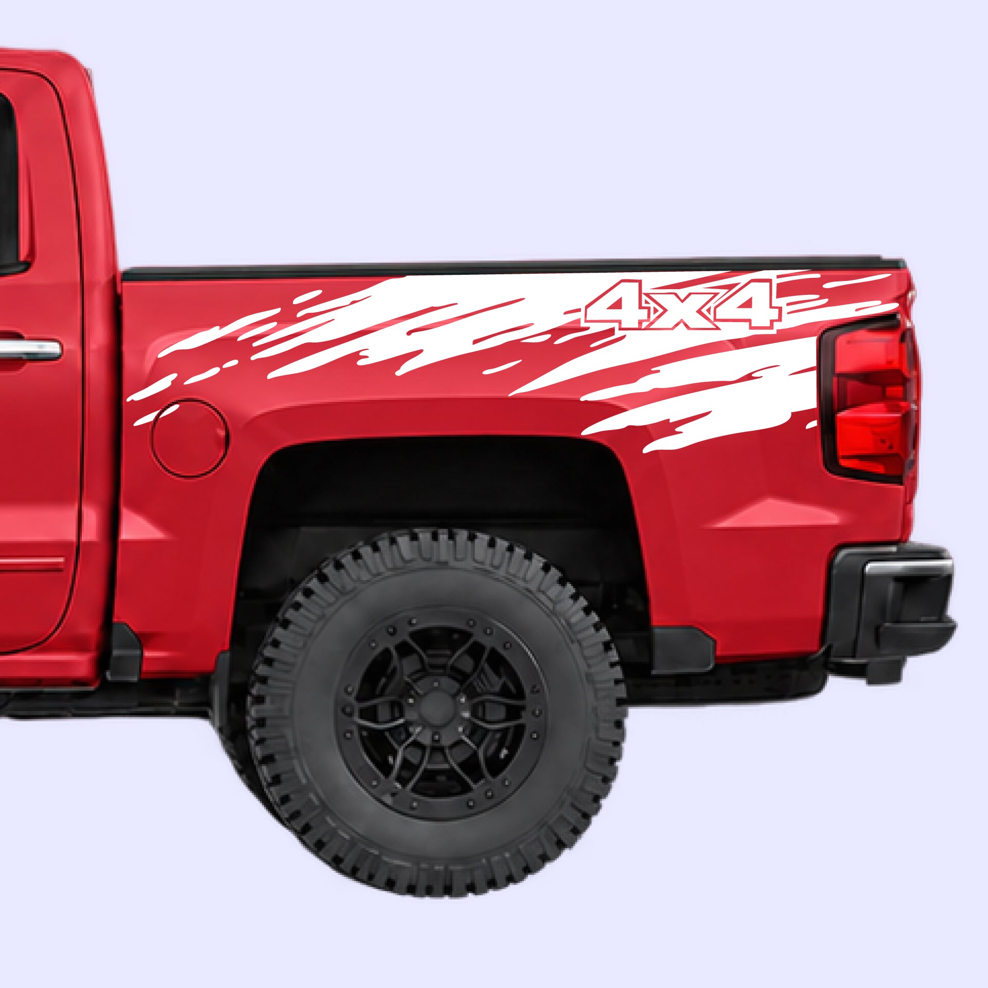 2014-2019 Chevrolet Silverado Mud Splash 4x4 Bed Decals Vinyl Graphics Kit White