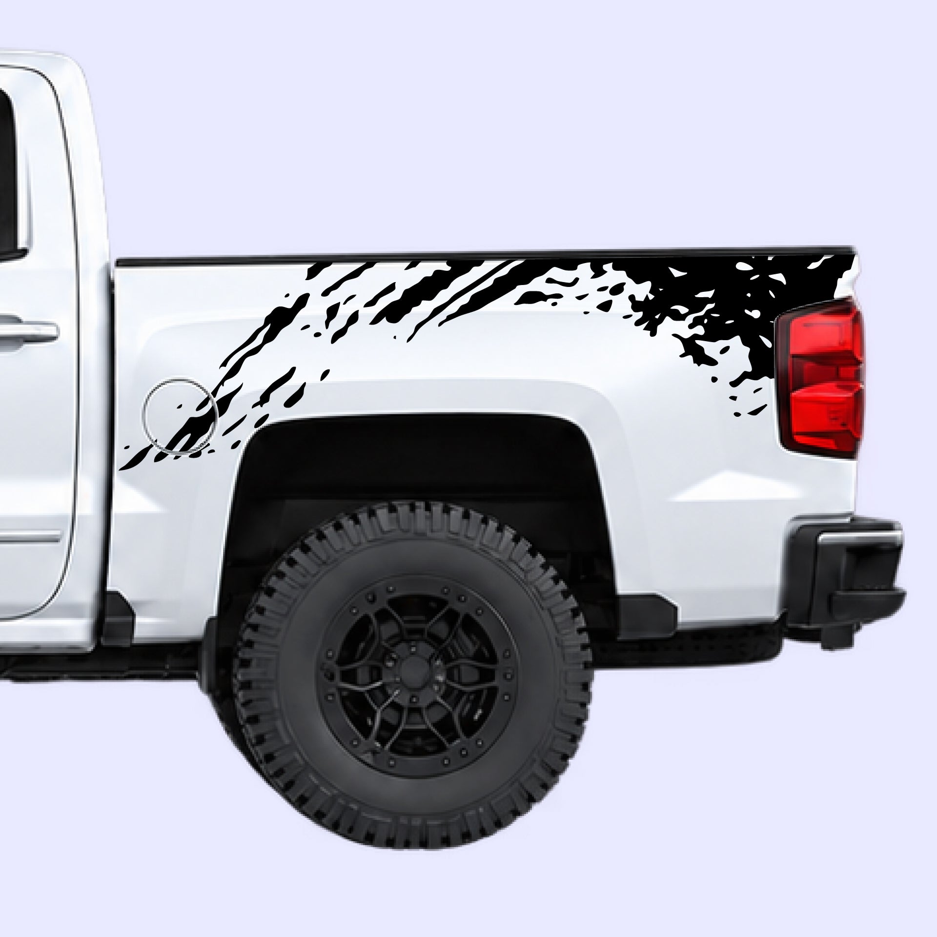 2014-2019 Chevrolet Silverado Mud Splash Bed Decals Vinyl Graphics Kit Black