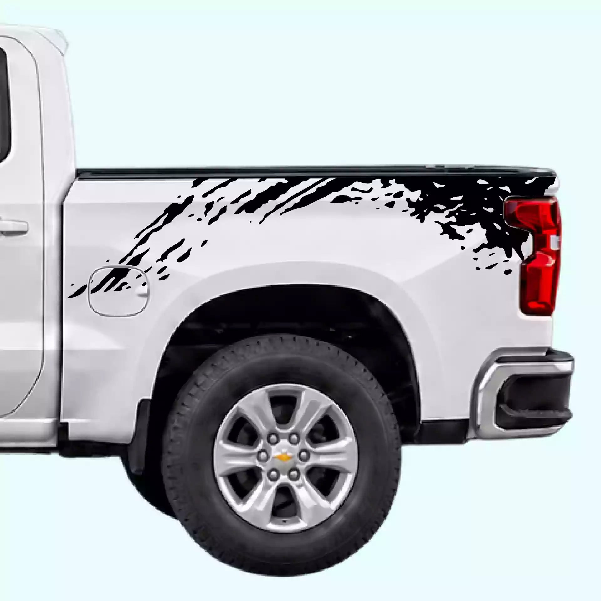 2019-present Chevrolet Silverado Mud Splash Bed Decals Vinyl Graphics Kit Black