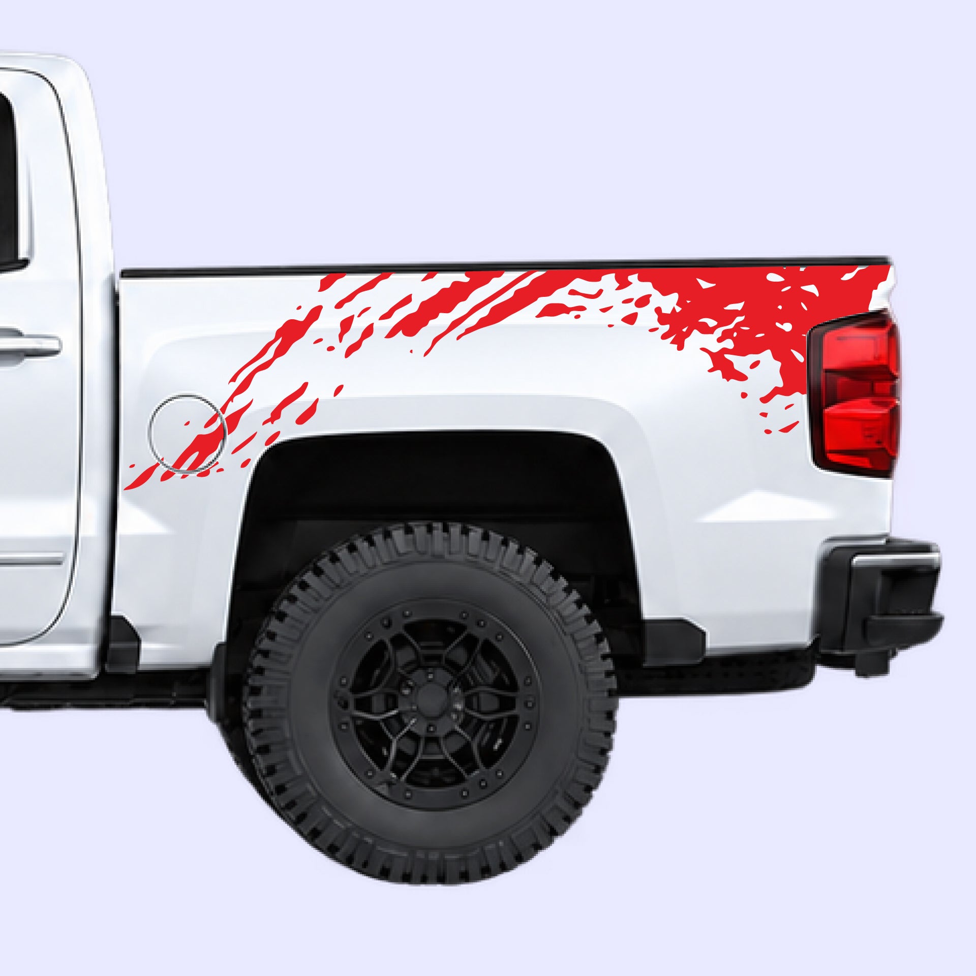 2014-2019 Chevrolet Silverado Mud Splash Bed Decals Vinyl Graphics Kit Red