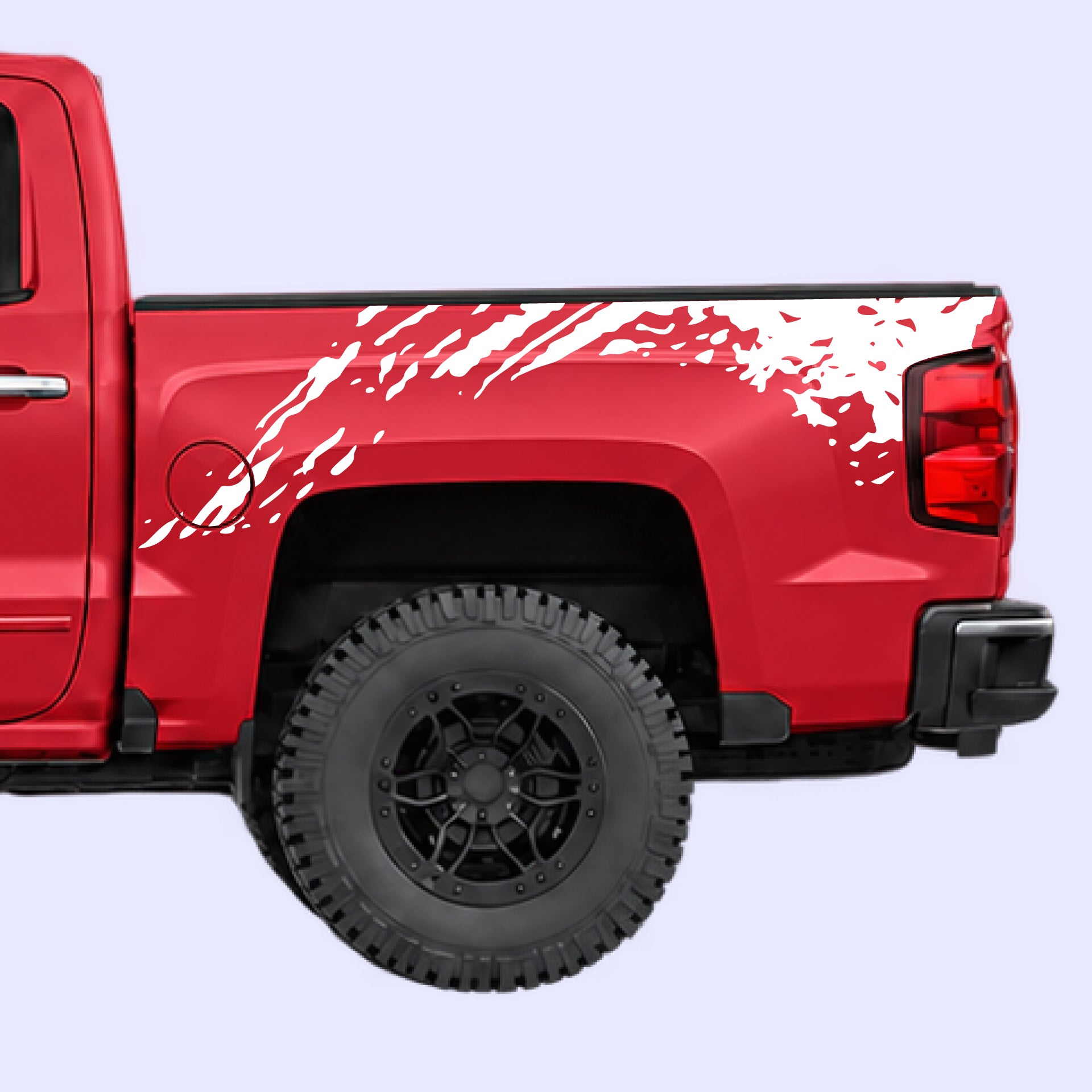 2014-2019 Chevrolet Silverado Mud Splash Bed Decals Vinyl Graphics Kit White