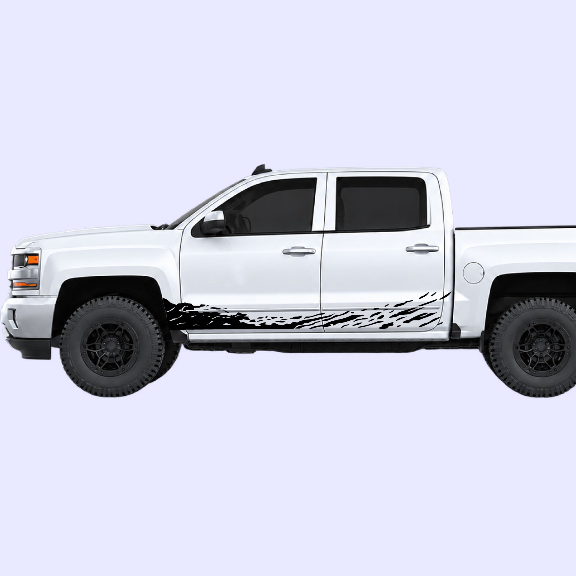 2014-2019 Chevrolet Silverado Mud Splash Rocker Stripes Vinyl Graphics Kit Black