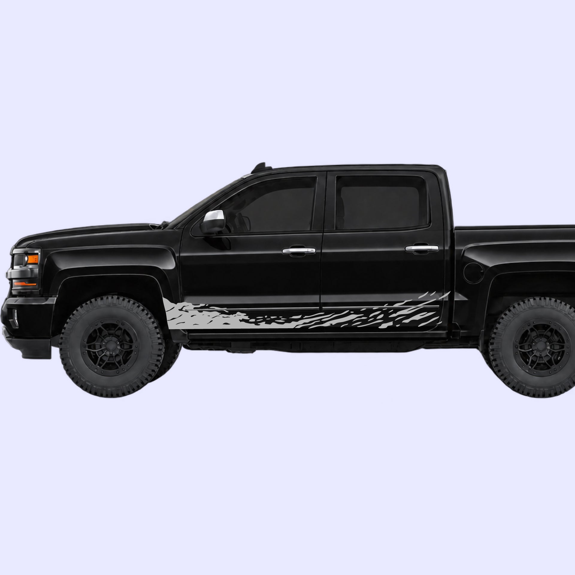 2014-2019 Chevrolet Silverado Mud Splash Rocker Stripes Vinyl Graphics Kit Gray