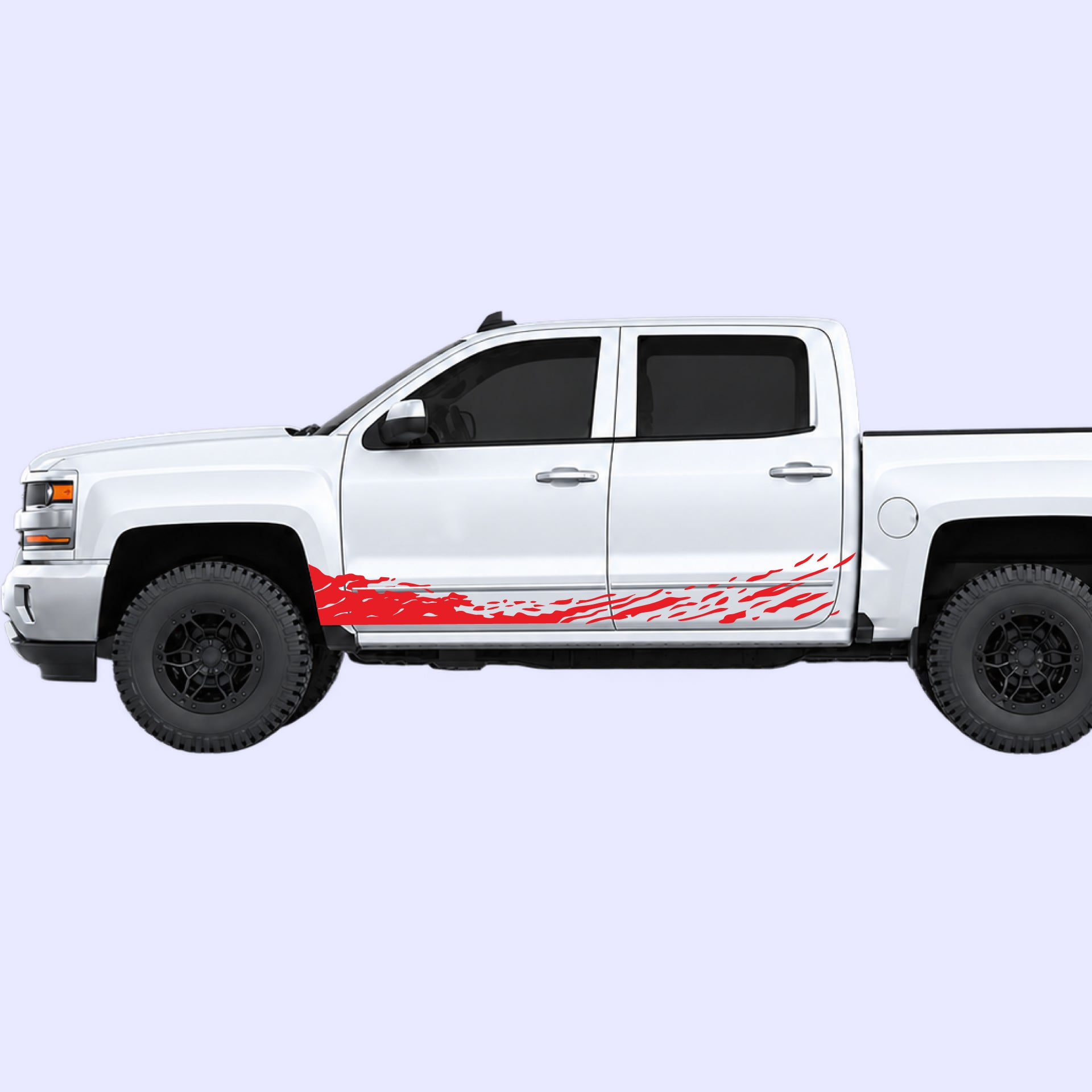 2014-2019 Chevrolet Silverado Mud Splash Rocker Stripes Vinyl Graphics Kit Red