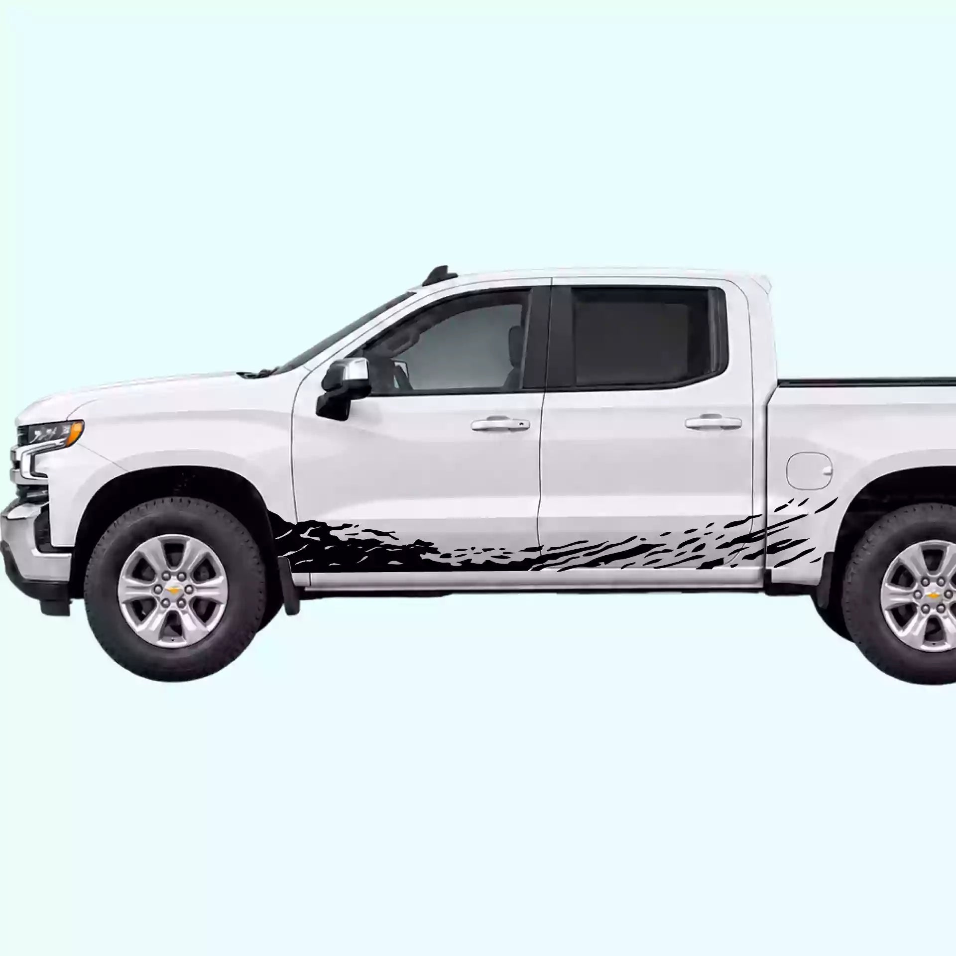 2019-present Chevrolet Silverado Mud Splash Rocker Stripes Vinyl Graphics Kit Black